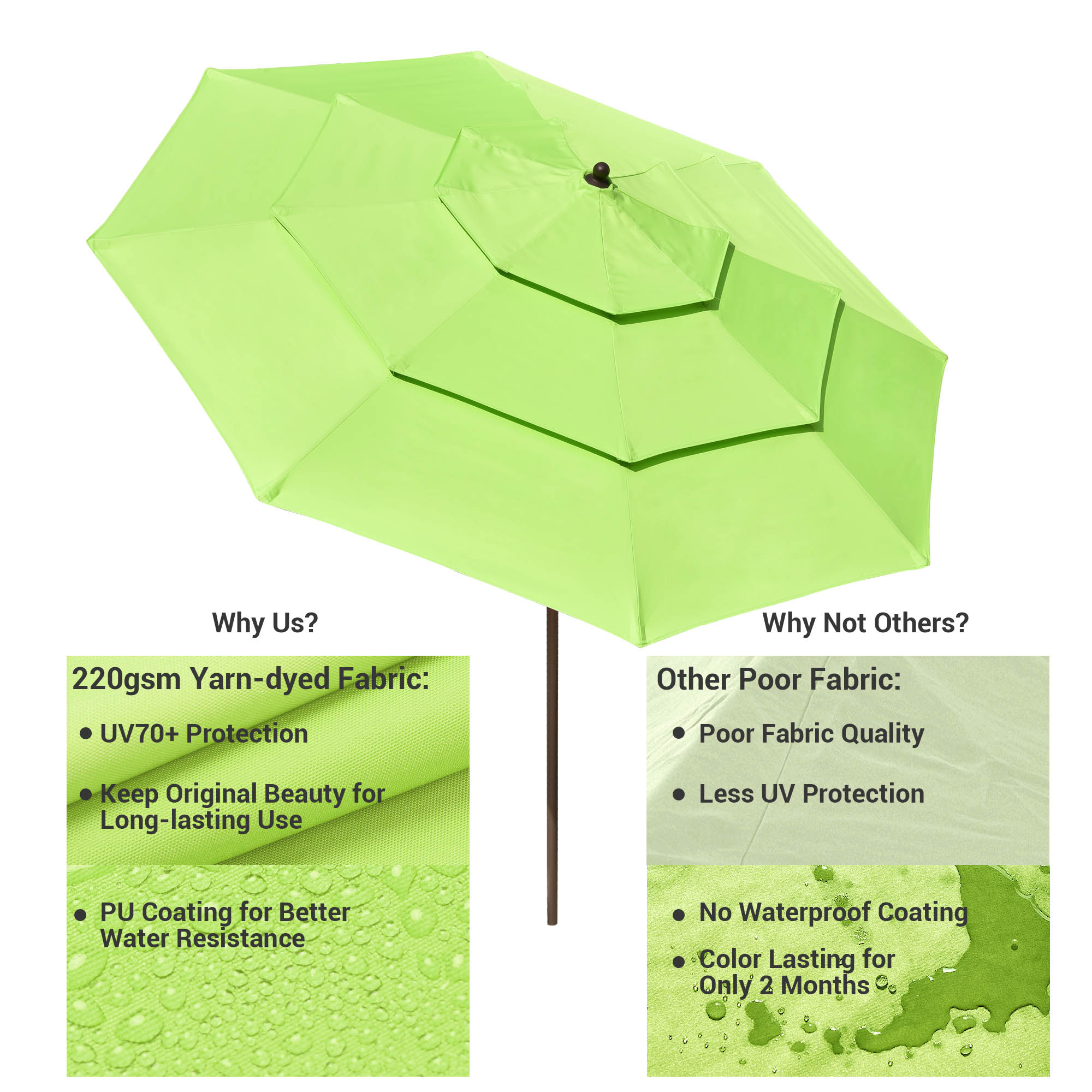 11 Ft Patio Umbrella with Protective Cover Crank Tilt Aluminum 3 Tier Color Opt - Picture 7 of 30