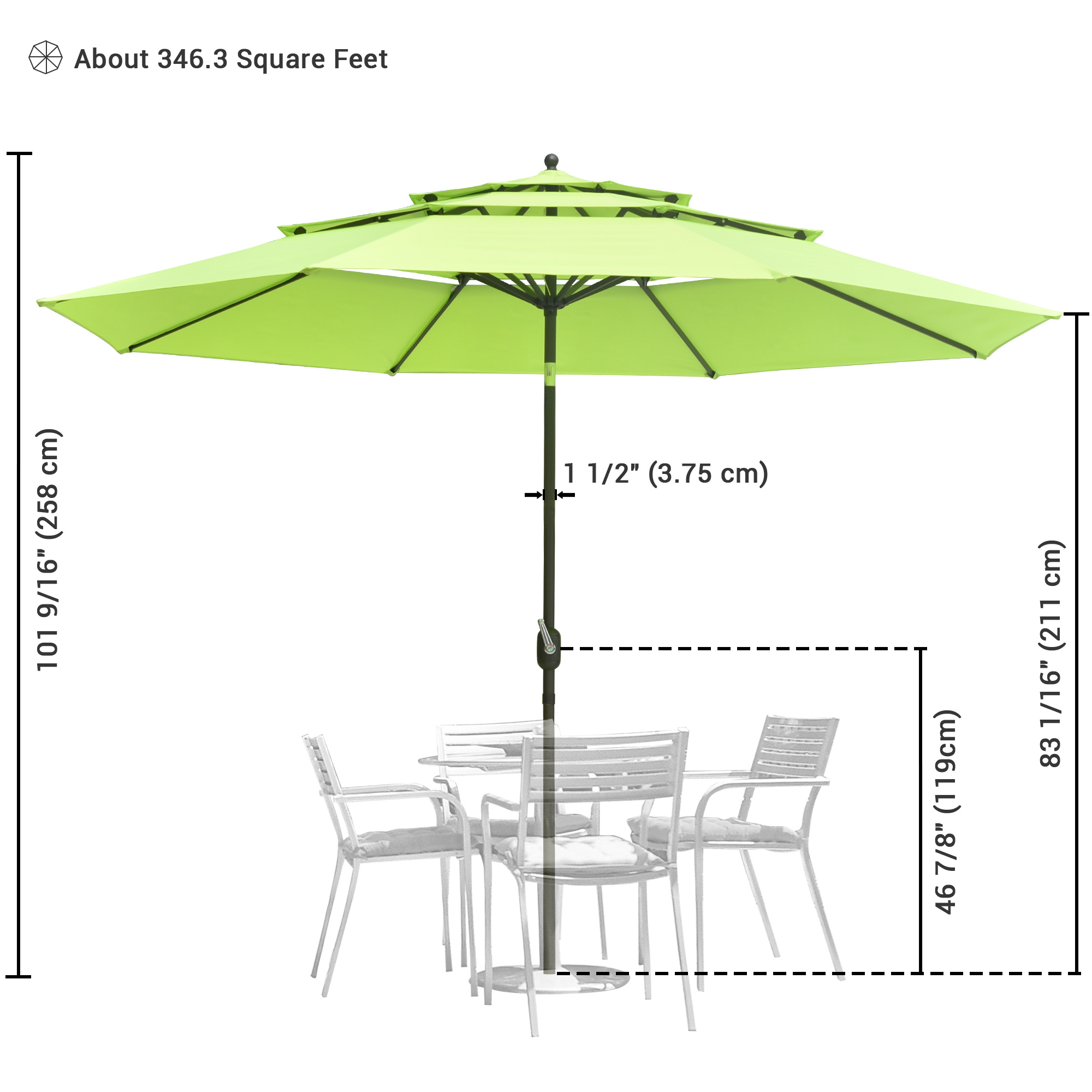 11 Ft Patio Umbrella with Protective Cover Crank Tilt Aluminum 3 Tier Color Opt - Picture 10 of 30