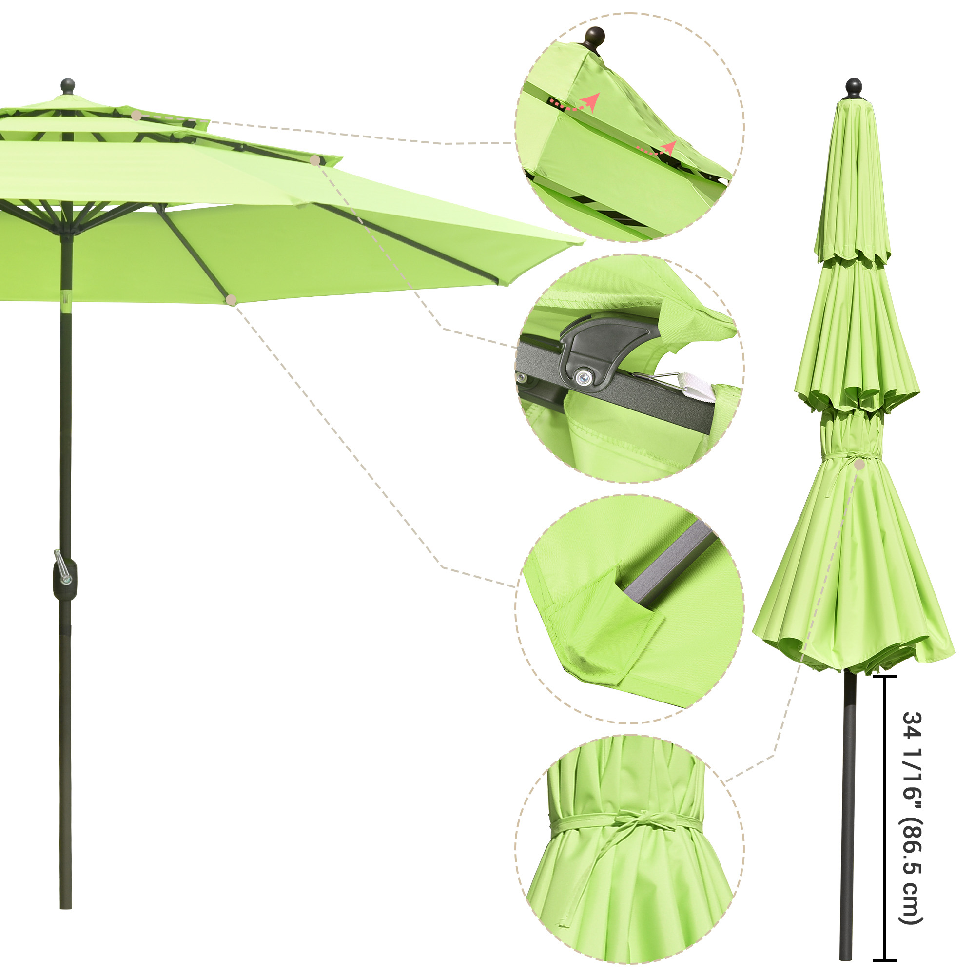 11 Ft Patio Umbrella with Protective Cover Crank Tilt Aluminum 3 Tier Color Opt - Picture 9 of 30