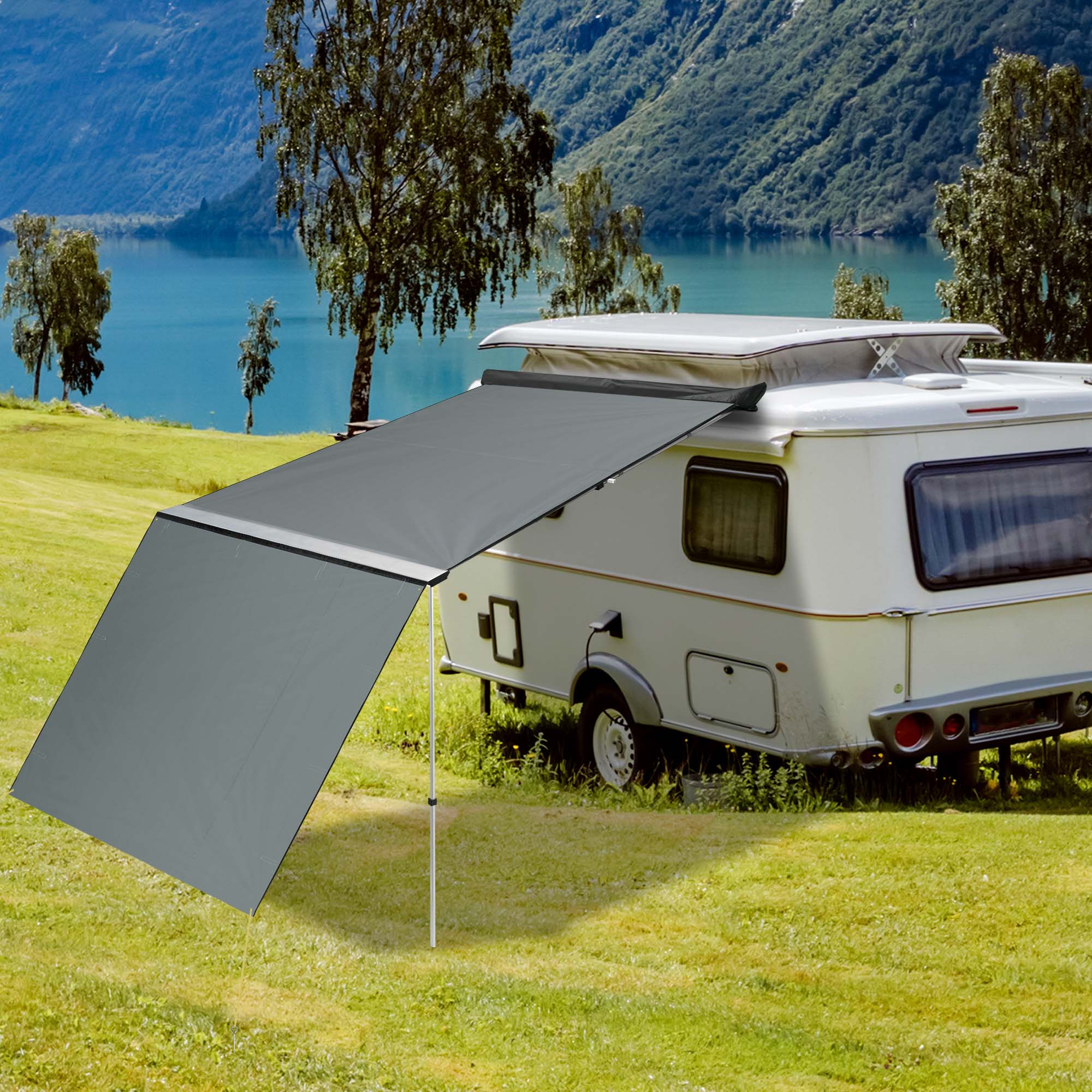 Yescom 6.4x6.7 Ft Car Awning Side Wall Screen for Roof Rack Truck Vehicle SUV - Picture 8 of 10