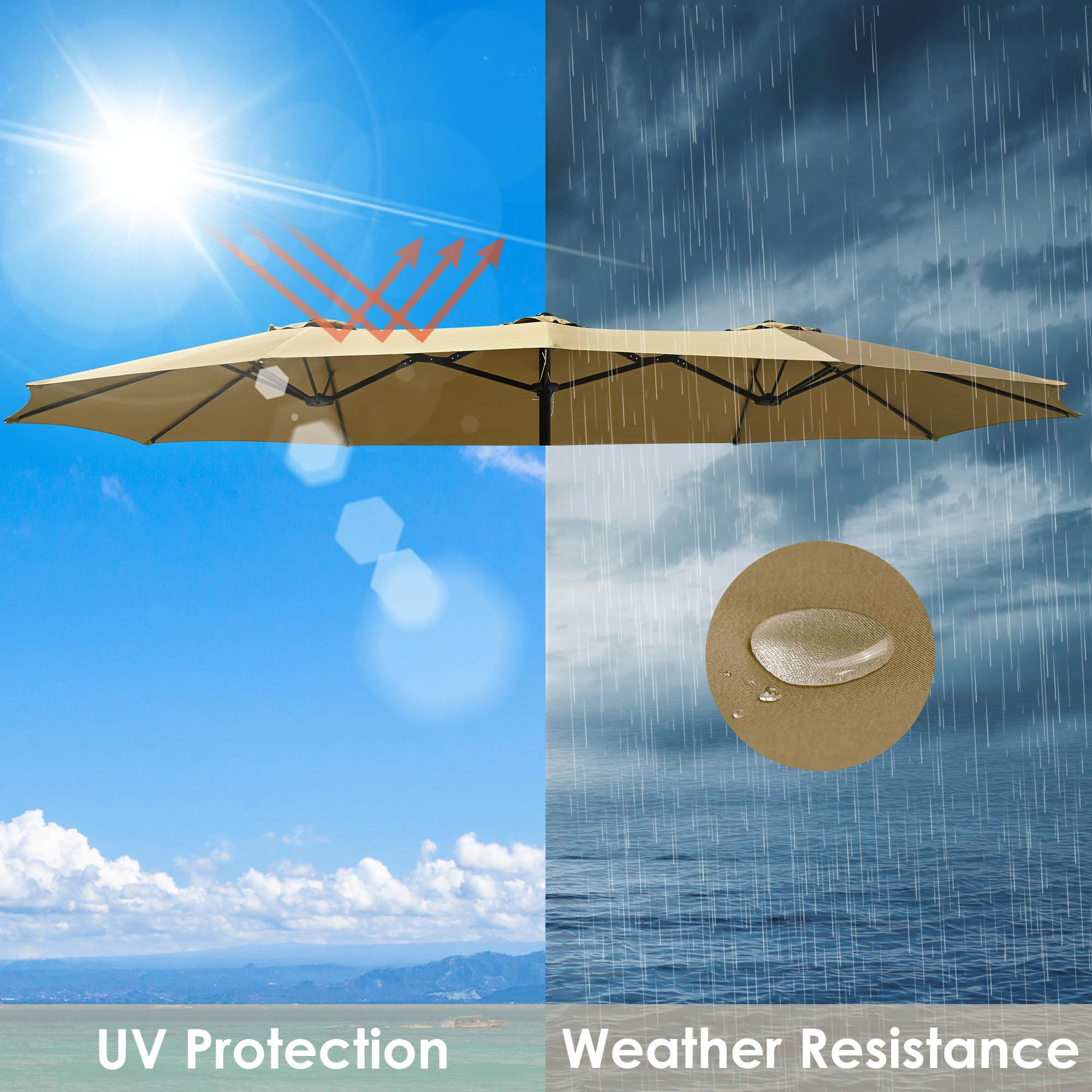 14 Ft Double Sided Umbrella Replacement Canopy Market Table Top Outdoor Deck - Bild 3 von 12