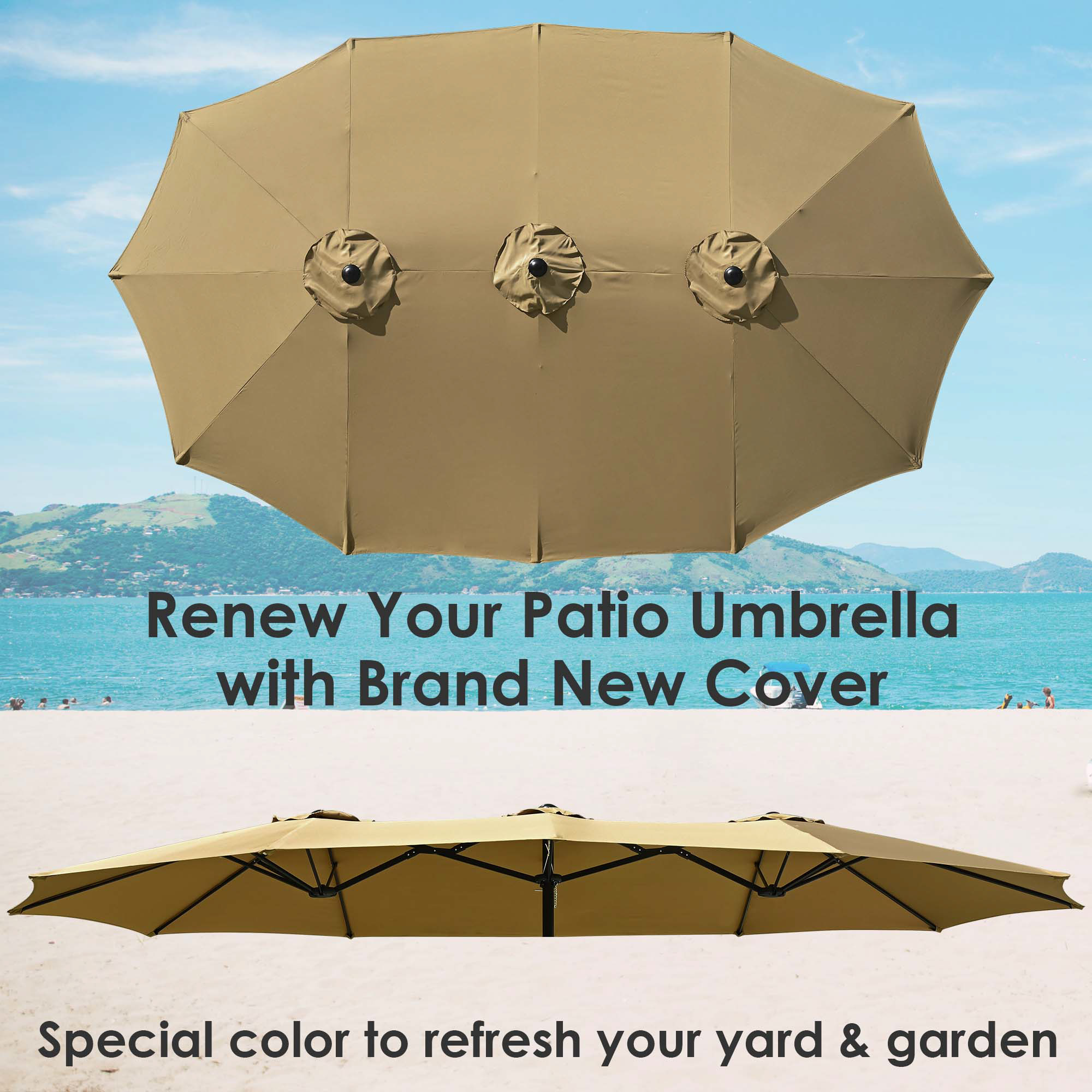 14 Ft Double Sided Umbrella Replacement Canopy Market Table Top Outdoor Deck - Bild 2 von 12