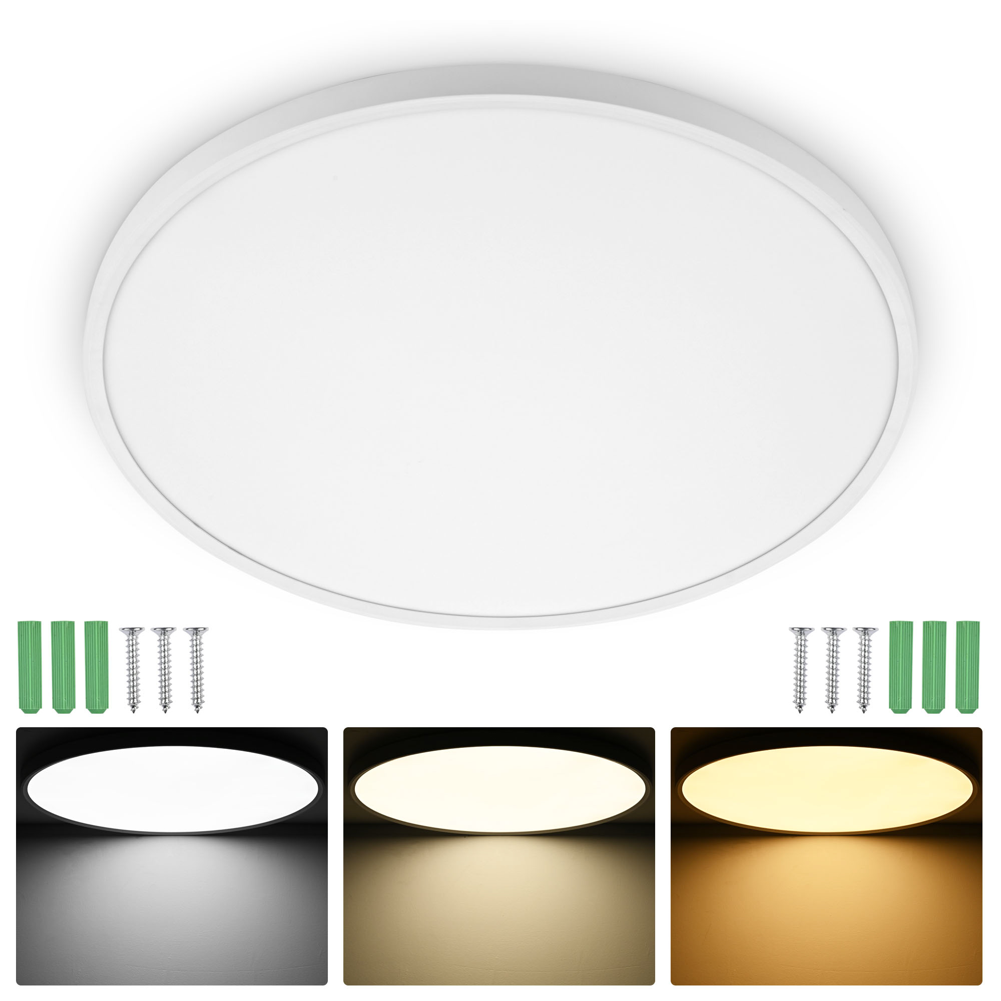 16"/23" Flush Mount Ceiling Light LED 3000K-6500K 3CCT Kitchen Bedroom Fixture - Picture 10 of 10