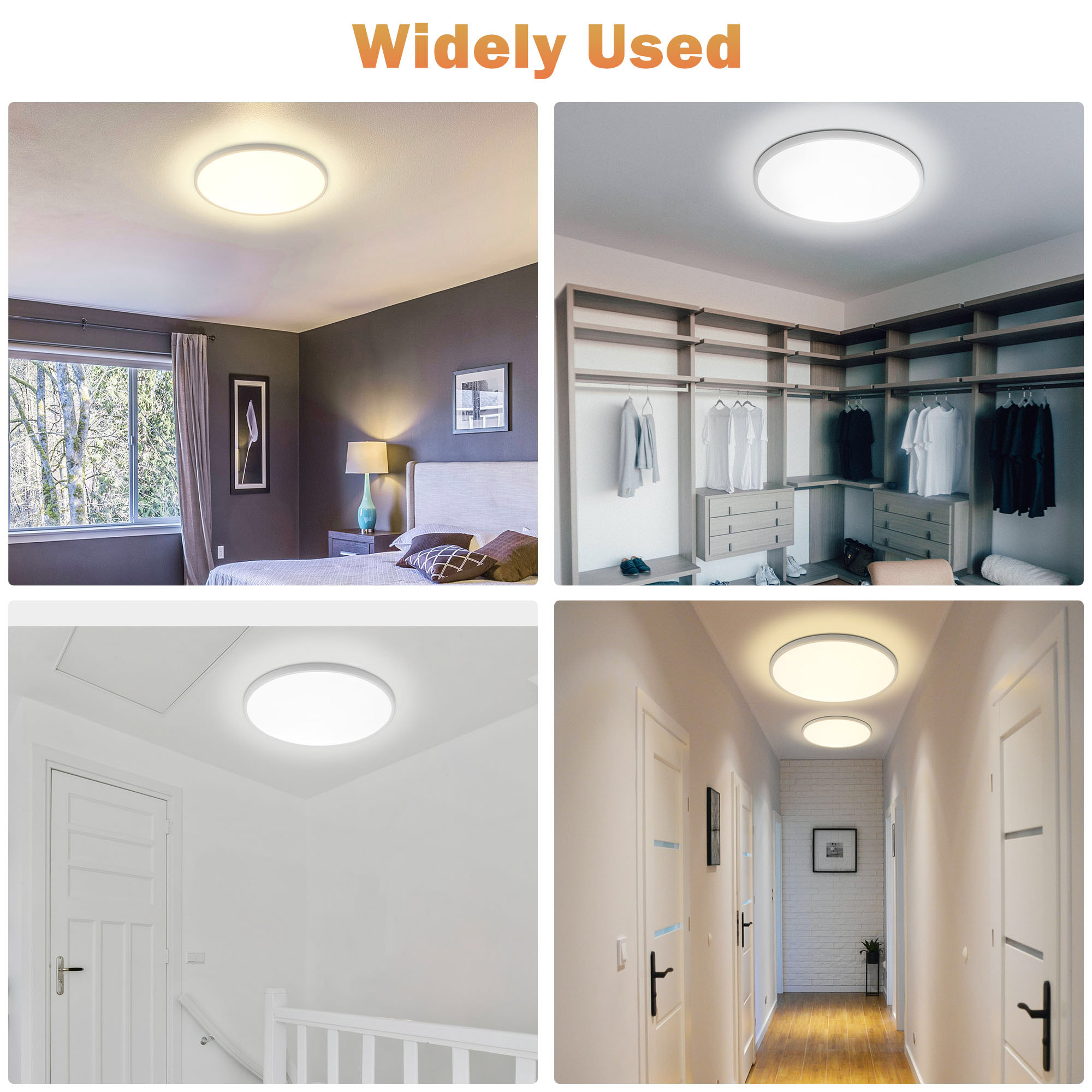 16"/23" Flush Mount Ceiling Light LED 3000K-6500K 3CCT Kitchen Bedroom Fixture - Picture 7 of 10