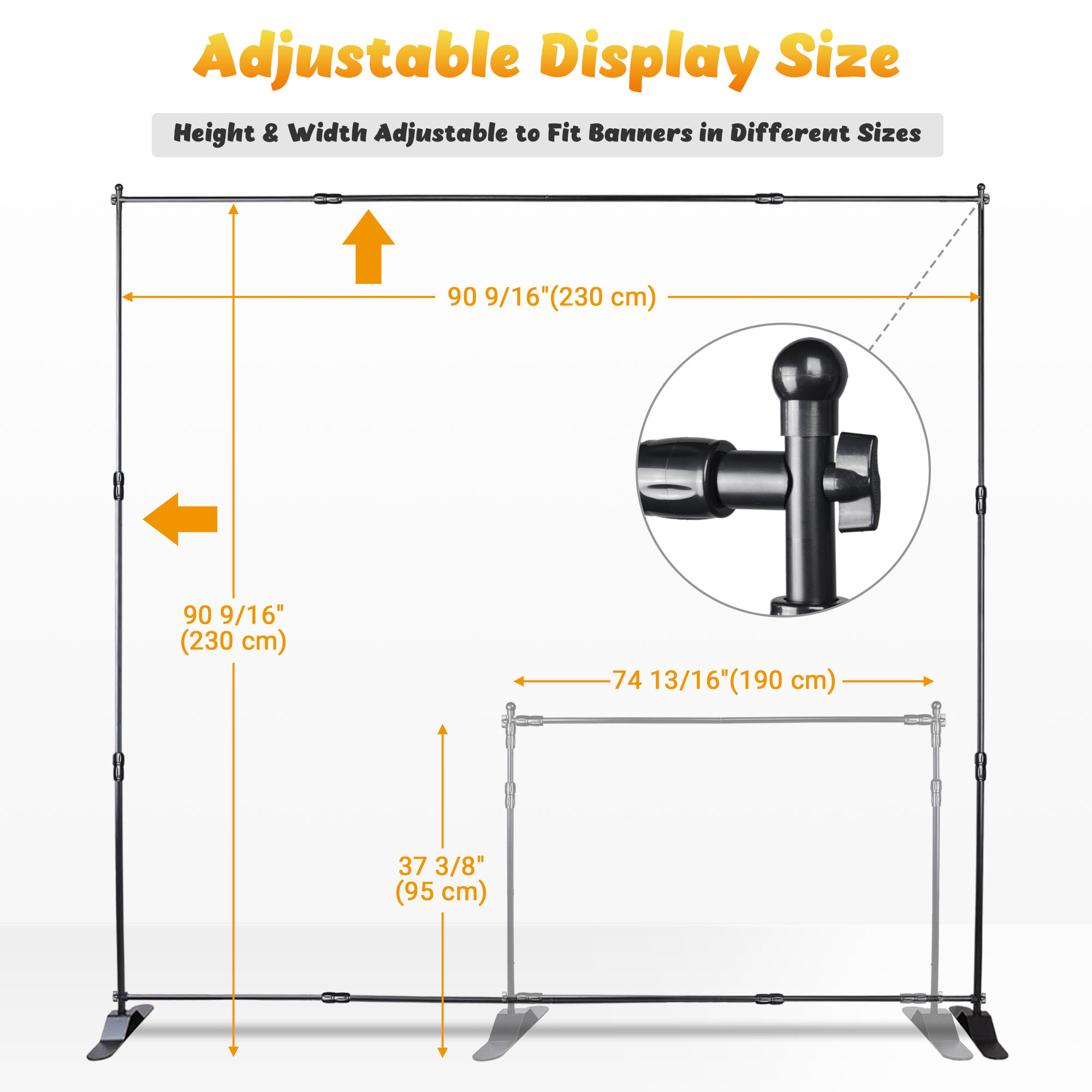 InstaHibit 8x8'/8x10' Adjustable Step and Repeat Banner Backdrop Stand Tradeshow - Picture 9 of 10