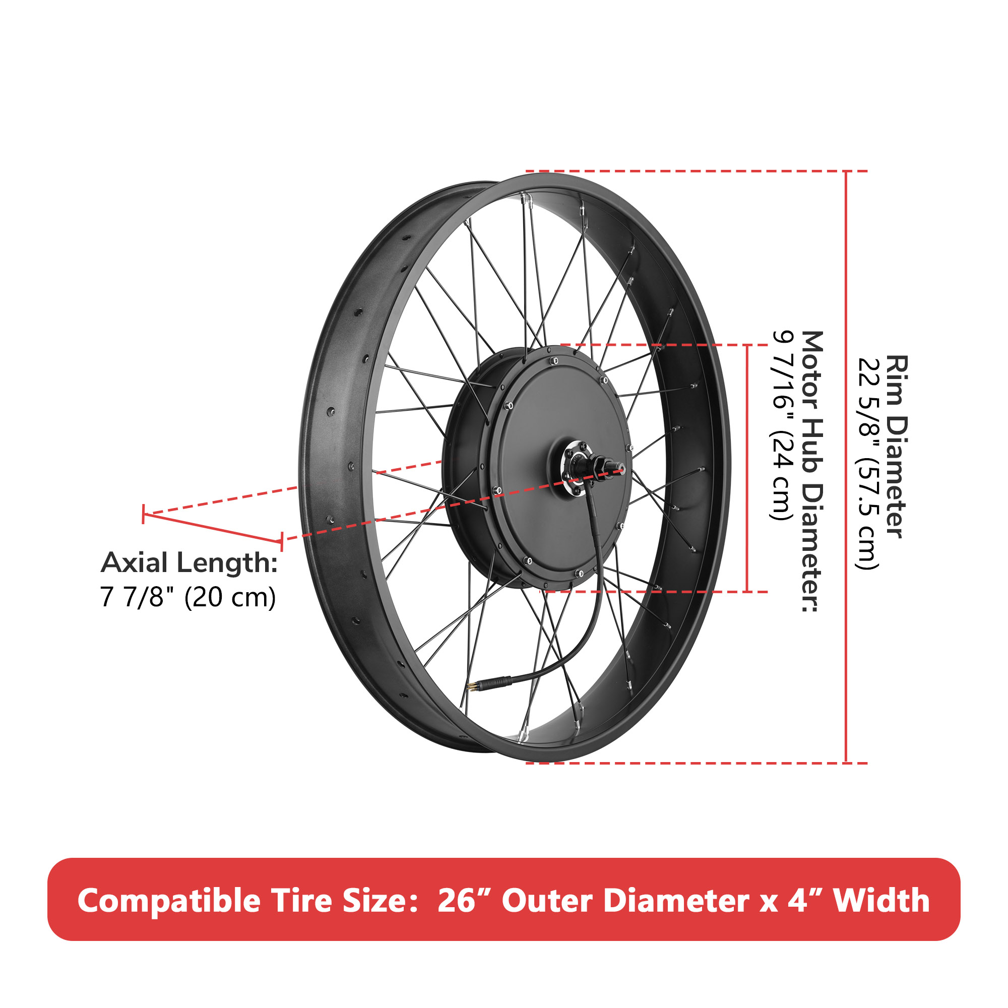 Yescom 20"x4"/26"x4" Fat Tire 48V Ebike Front/Rear Wheel Bicycle Conversion Kit - Picture 9 of 31