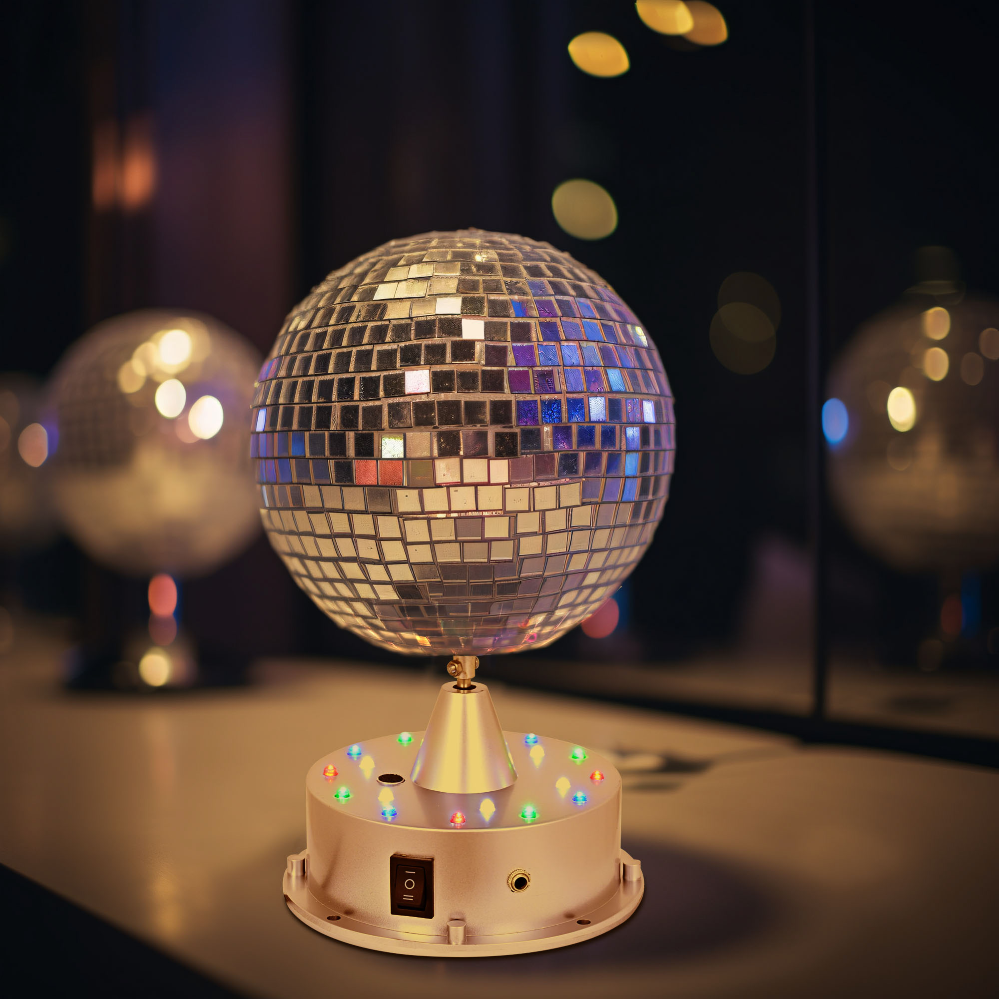 Yescom 12 Mirror Disco Ball w/Rotating Motor & 3W 3 LEDs Multi-color  Pinspot Spot Light Kit Home Party Disco