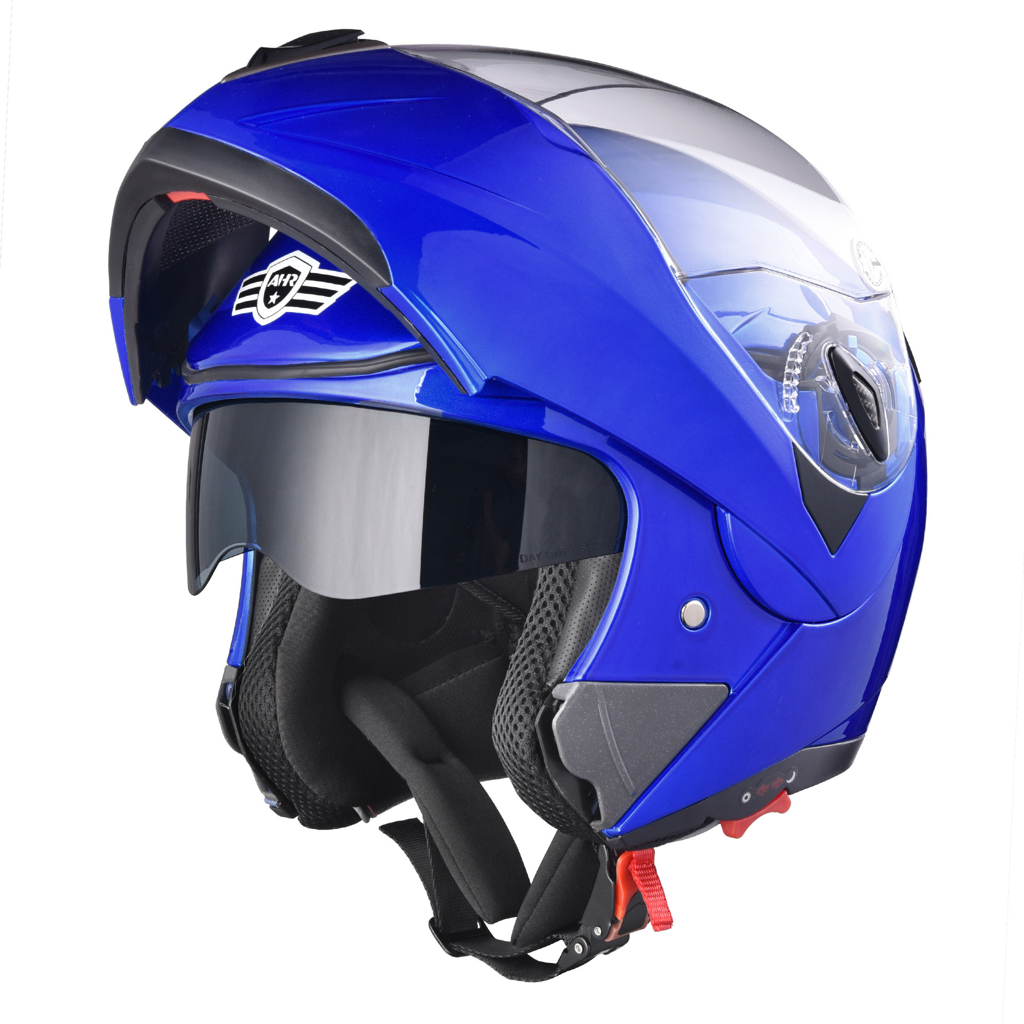 Type & Color:Size L & Blue:AHR Modular Full Face Motorcycle Helmet Flip up Dual Visor Motocross DOT M/L/XL