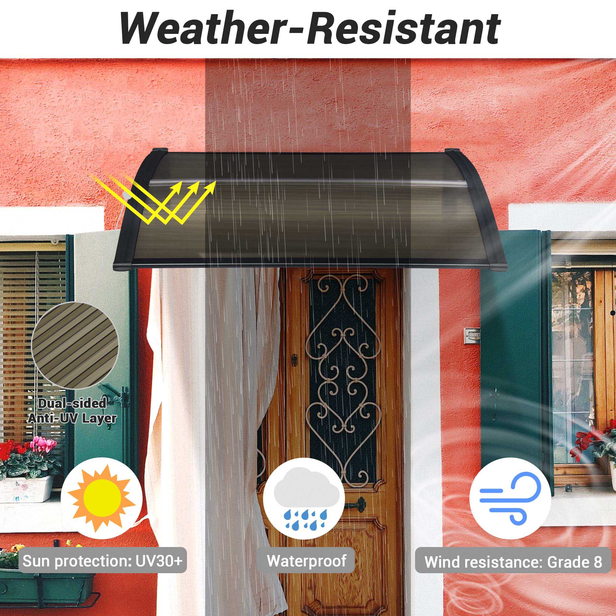 Window Awning Door Canopy Rain Cover UV Protect Polycarbonate - Picture 13 of 20