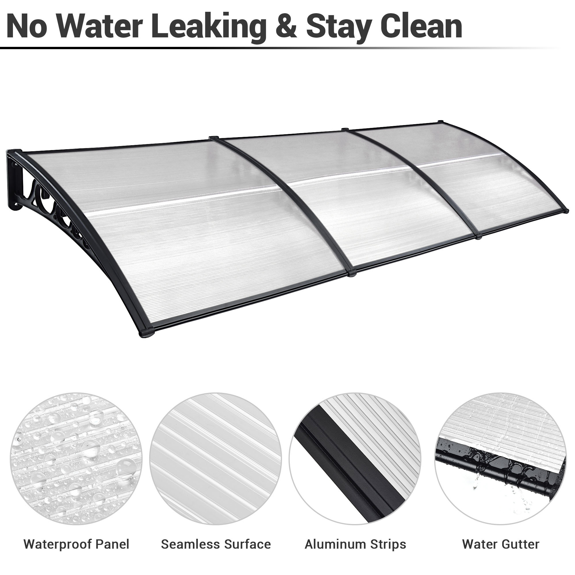 Window Awning Door Canopy Rain Cover UV Protect Polycarbonate - Picture 17 of 20