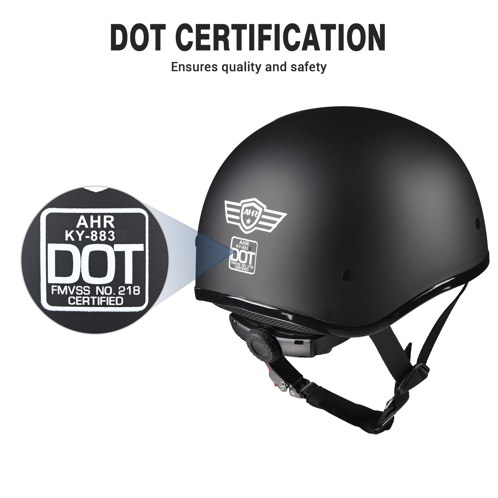 AHR Half Face Motorcycle Helmet Bike Chopper Cruiser Scooter DOT Approved - Bild 8 von 25