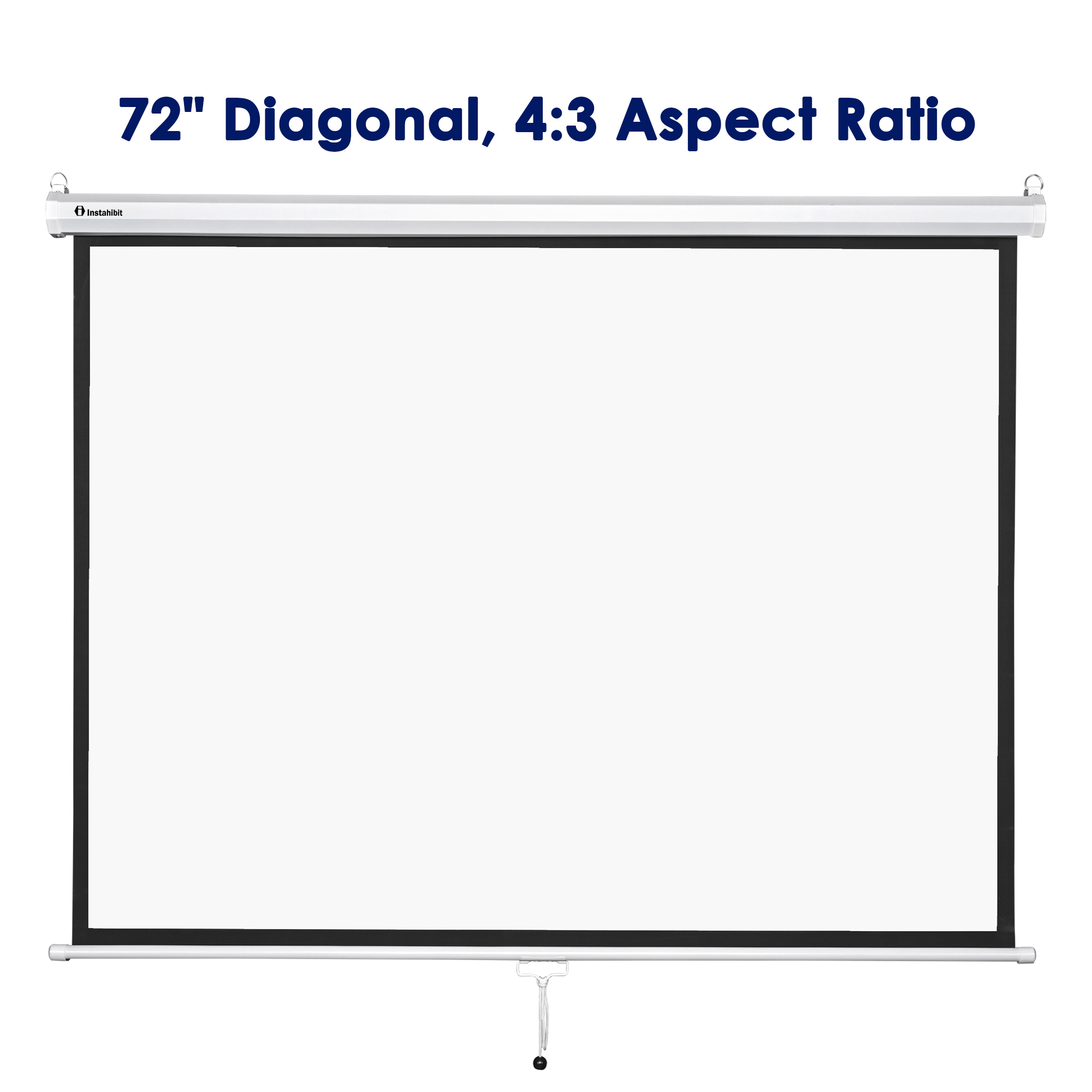 Instahibit 72" Manual Pull Down Projector Projection Screen Home Movie 16:9 4:3 - Picture 10 of 11