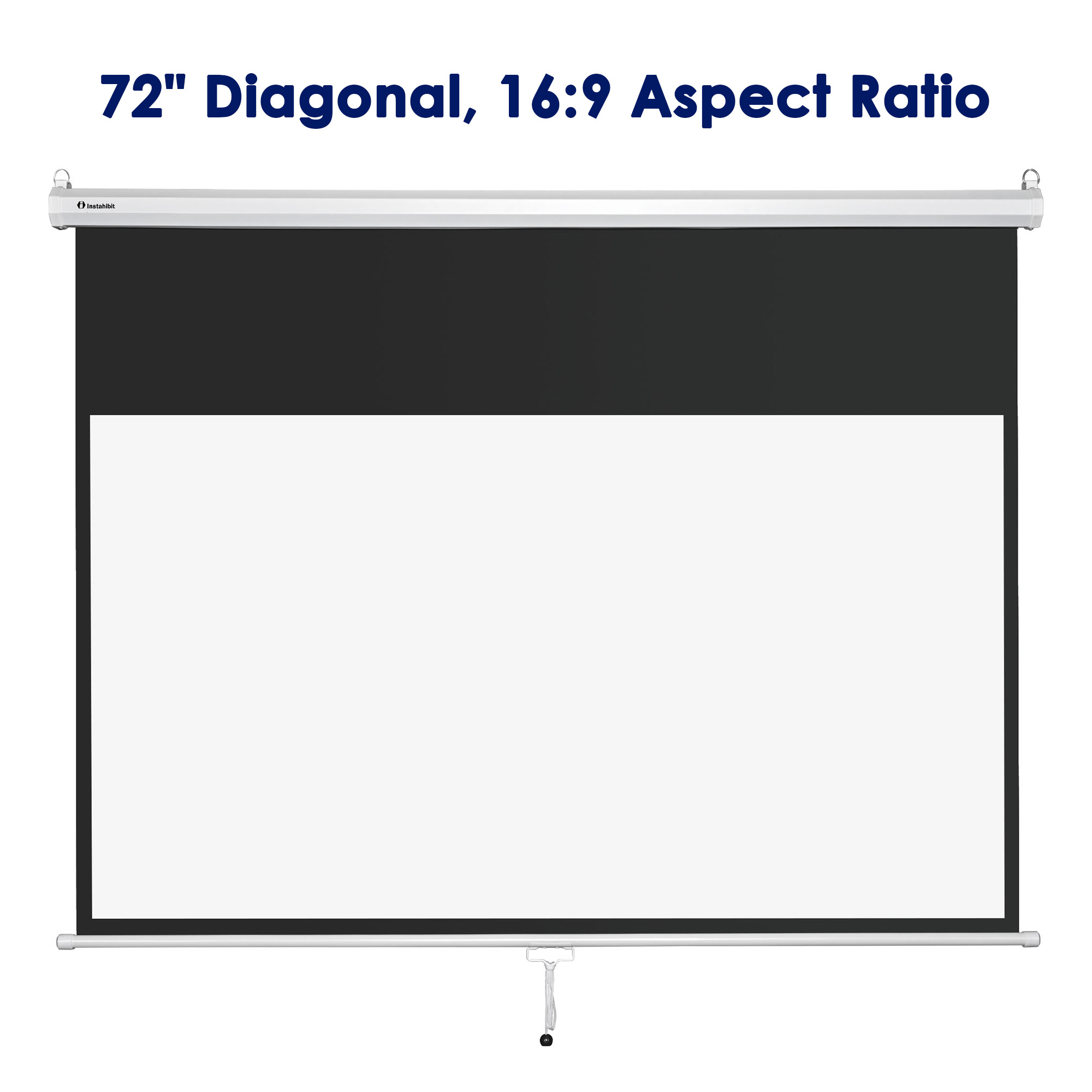 Instahibit 72" Manual Pull Down Projector Projection Screen Home Movie 16:9 4:3 - Picture 5 of 11