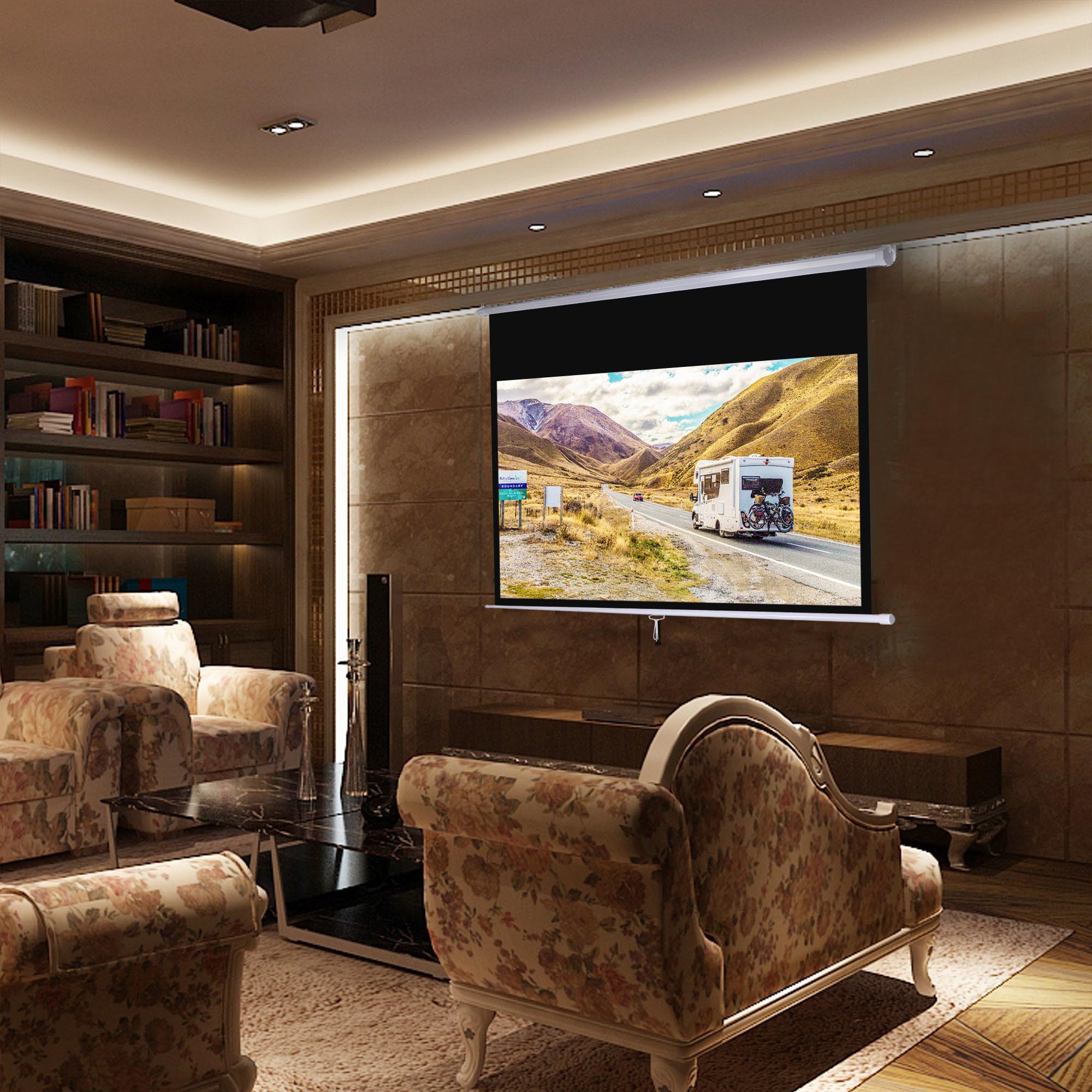 Instahibit 72" Manual Pull Down Projector Projection Screen Home Movie 16:9 4:3 - Picture 3 of 11