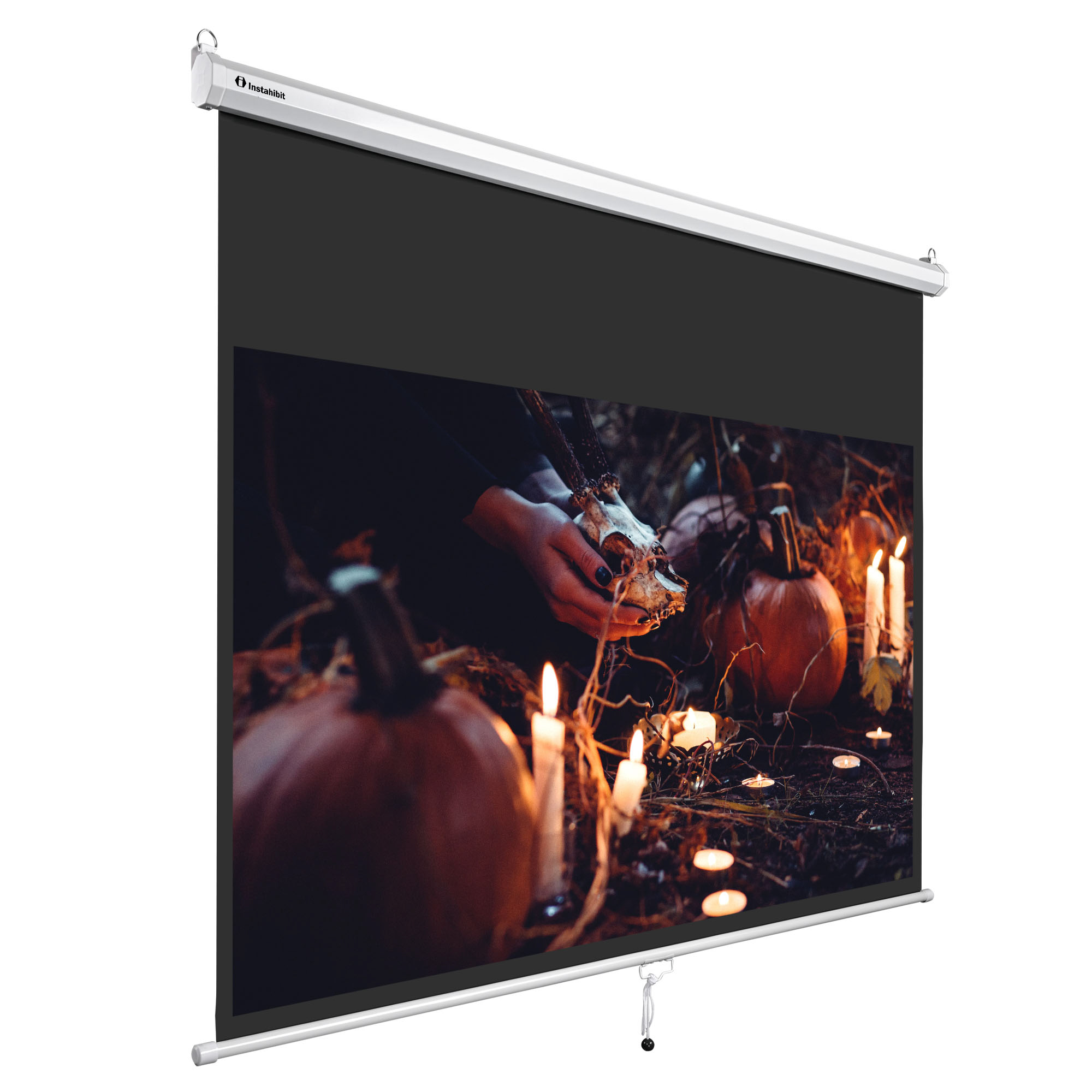 Instahibit 72" Manual Pull Down Projector Projection Screen Home Movie 16:9 4:3 - Picture 2 of 11