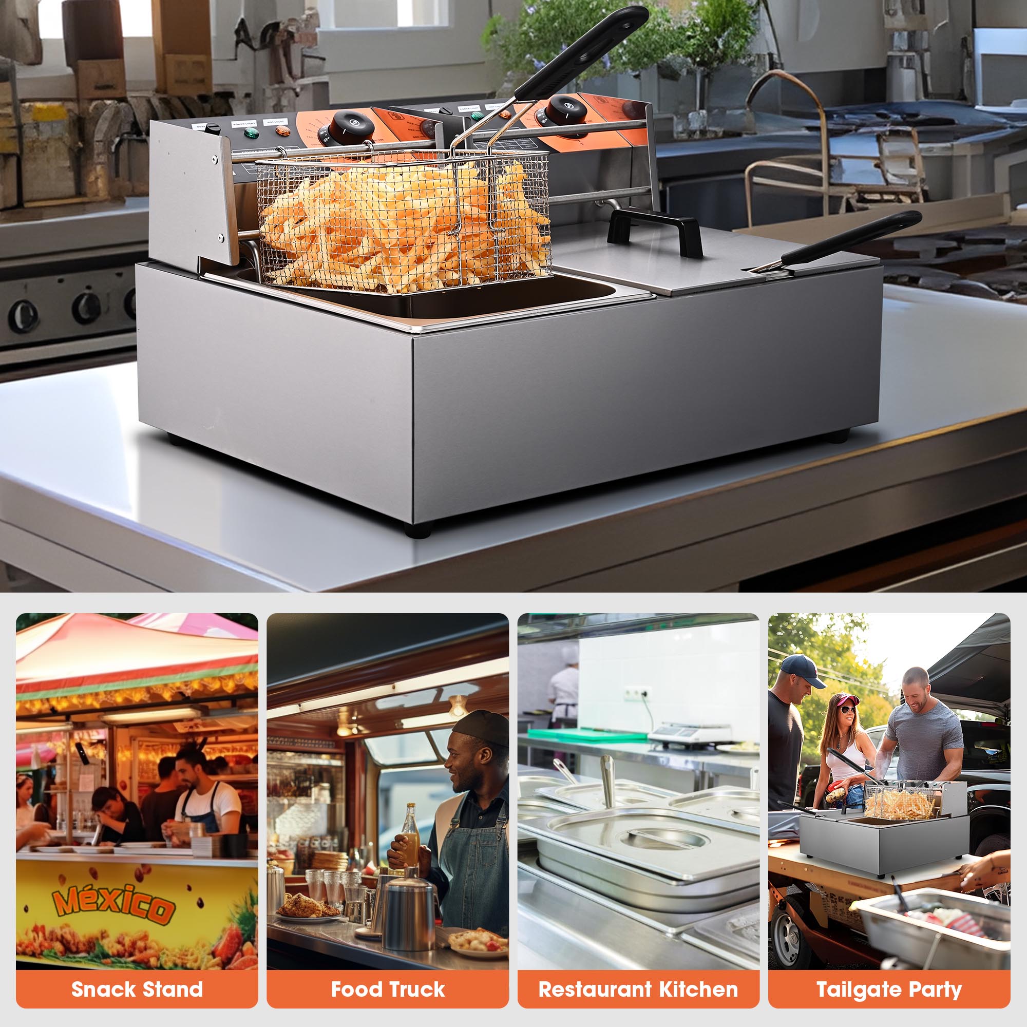 WeChef Elektrische Fritteuse Gewerbe Restaurant Hotel 10L-24L Tank Fast Food - Bild 37 von 45