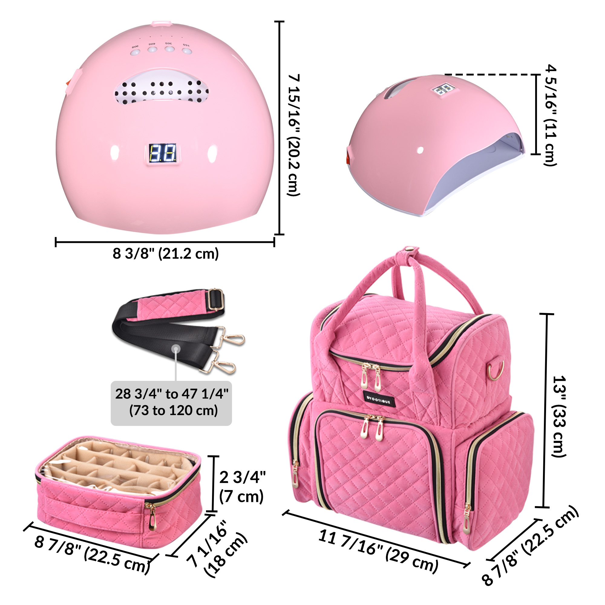 Byootique UV LED Nail Lamp with/Nail Drill Kit, Nail Polish Bag,Nail Table Salon - Picture 12 of 20