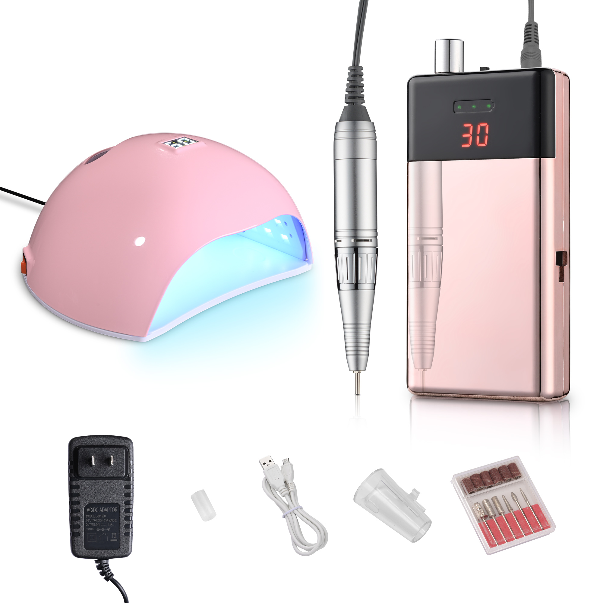 Byootique UV LED Nail Lamp with/Nail Drill Kit, Nail Polish Bag,Nail Table Salon - Picture 6 of 20