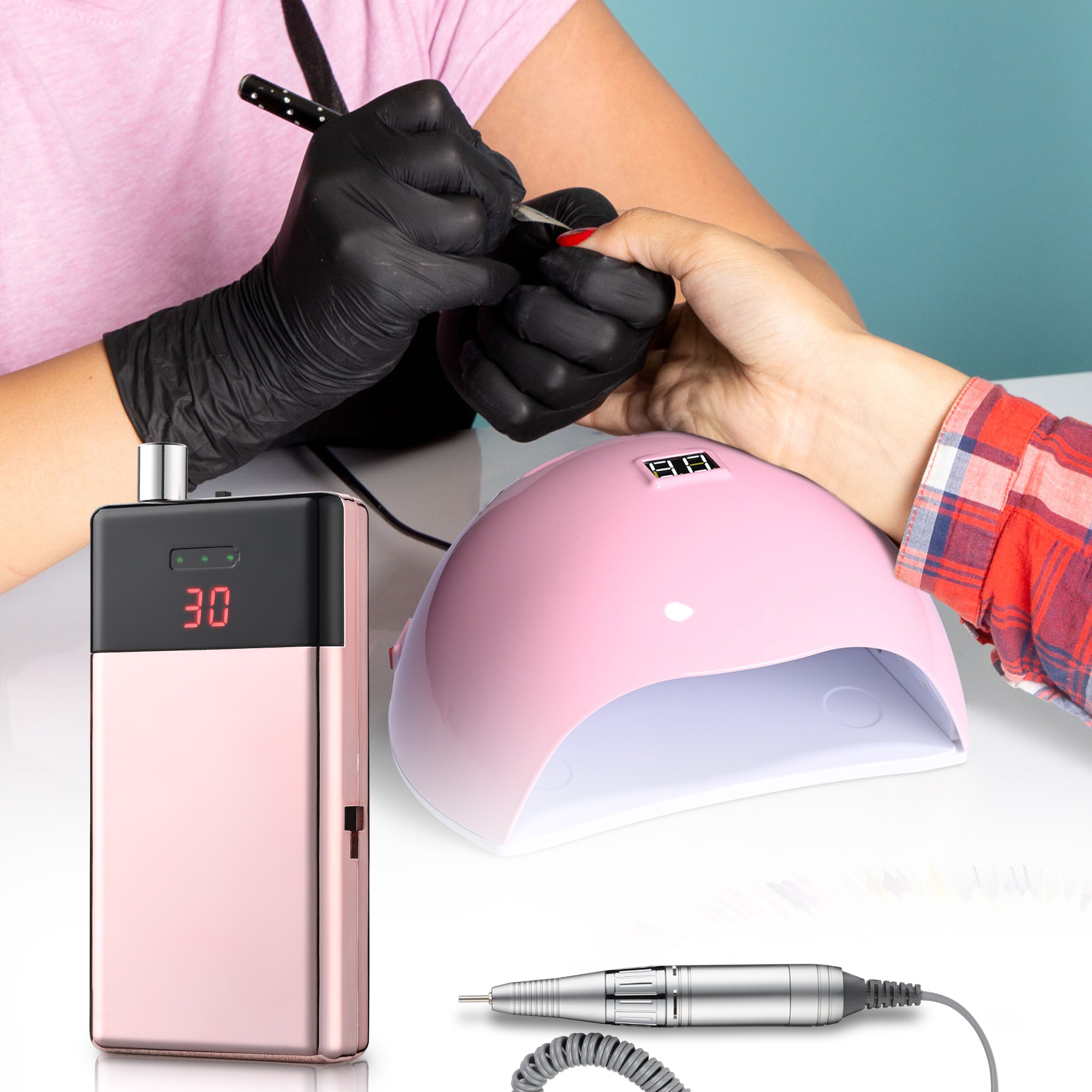 Byootique UV LED Nail Lamp with/Nail Drill Kit, Nail Polish Bag,Nail Table Salon - Picture 8 of 20