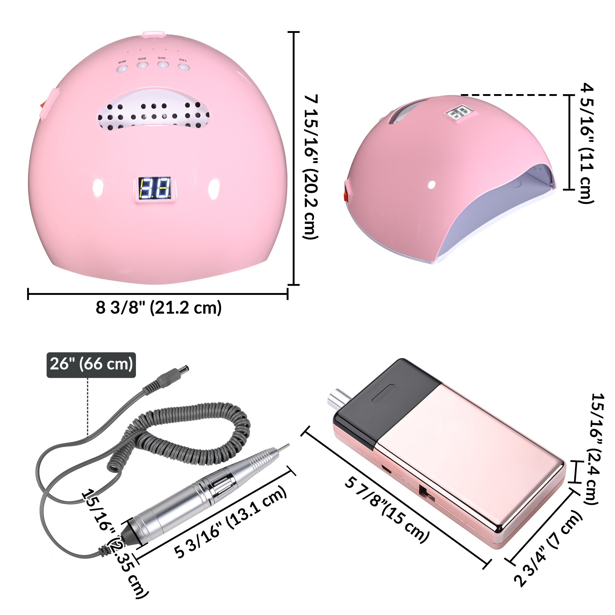 Byootique UV LED Nail Lamp with/Nail Drill Kit, Nail Polish Bag,Nail Table Salon - Picture 7 of 20
