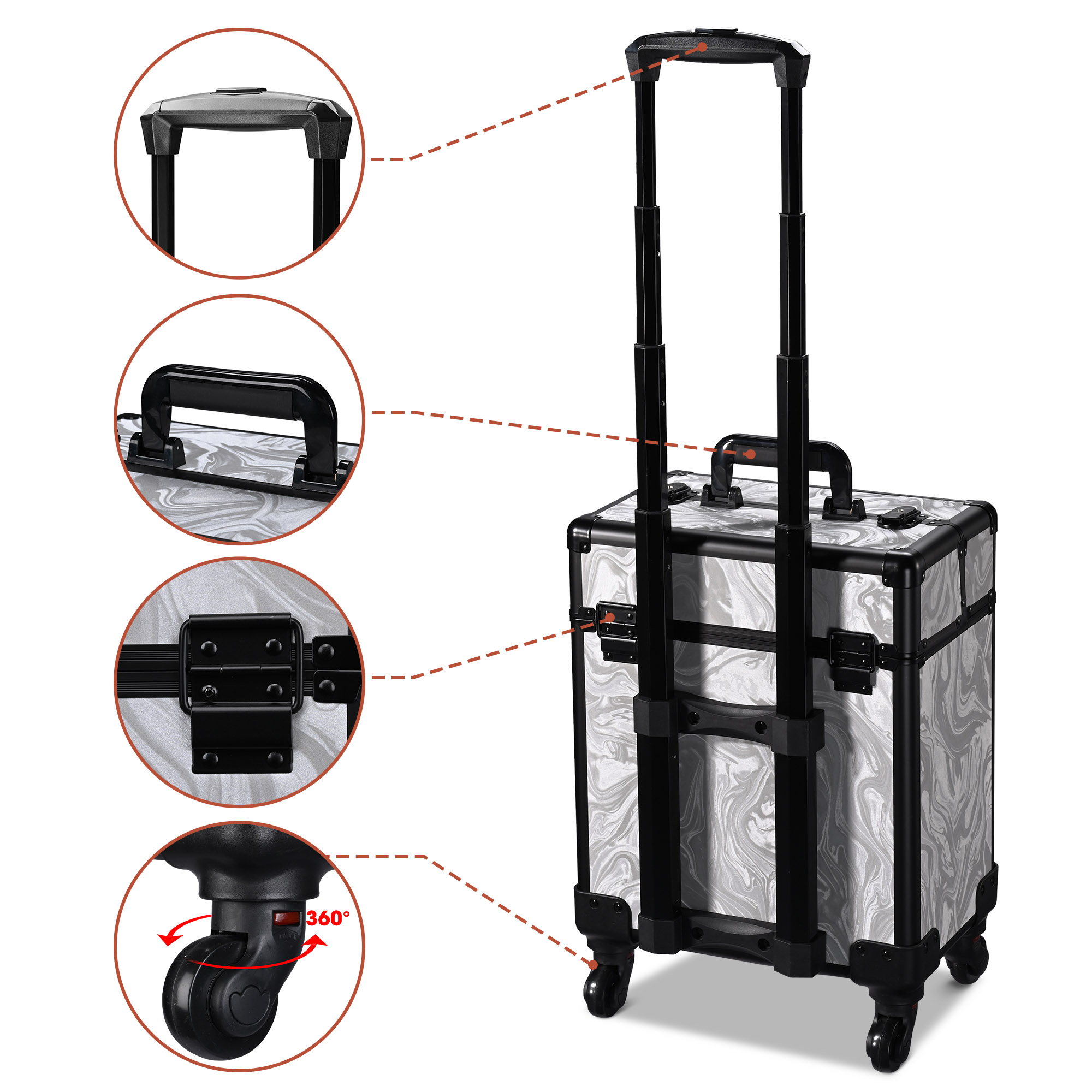 Byootique Rolling Makeup Train Case Cosmetic Trolley Organizer Salon - Picture 13 of 20