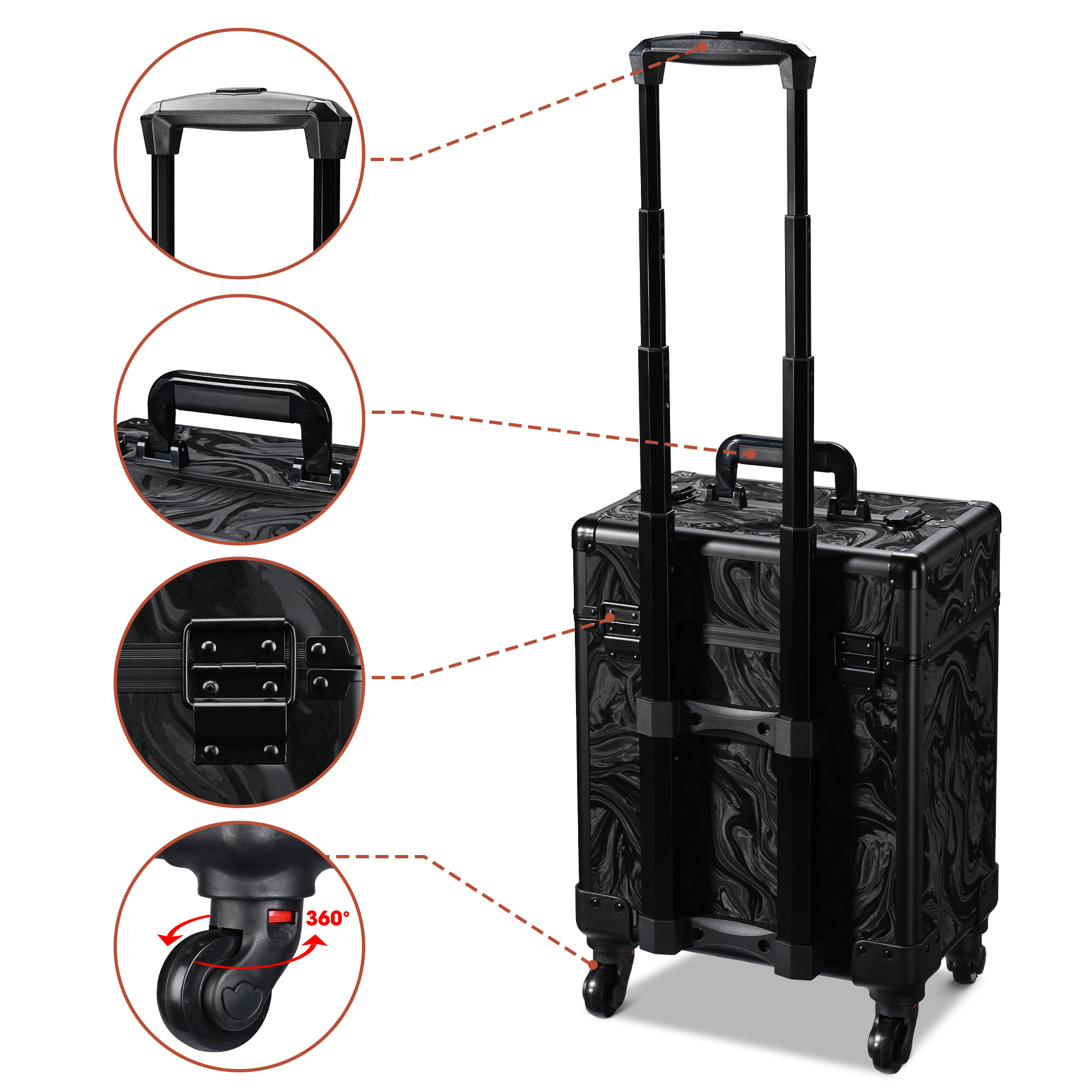 Byootique Mesa de Manicura Escritorio para Uñas y Maquillaje Rodante Tren Estuche Kit - Imagen 20 de 40