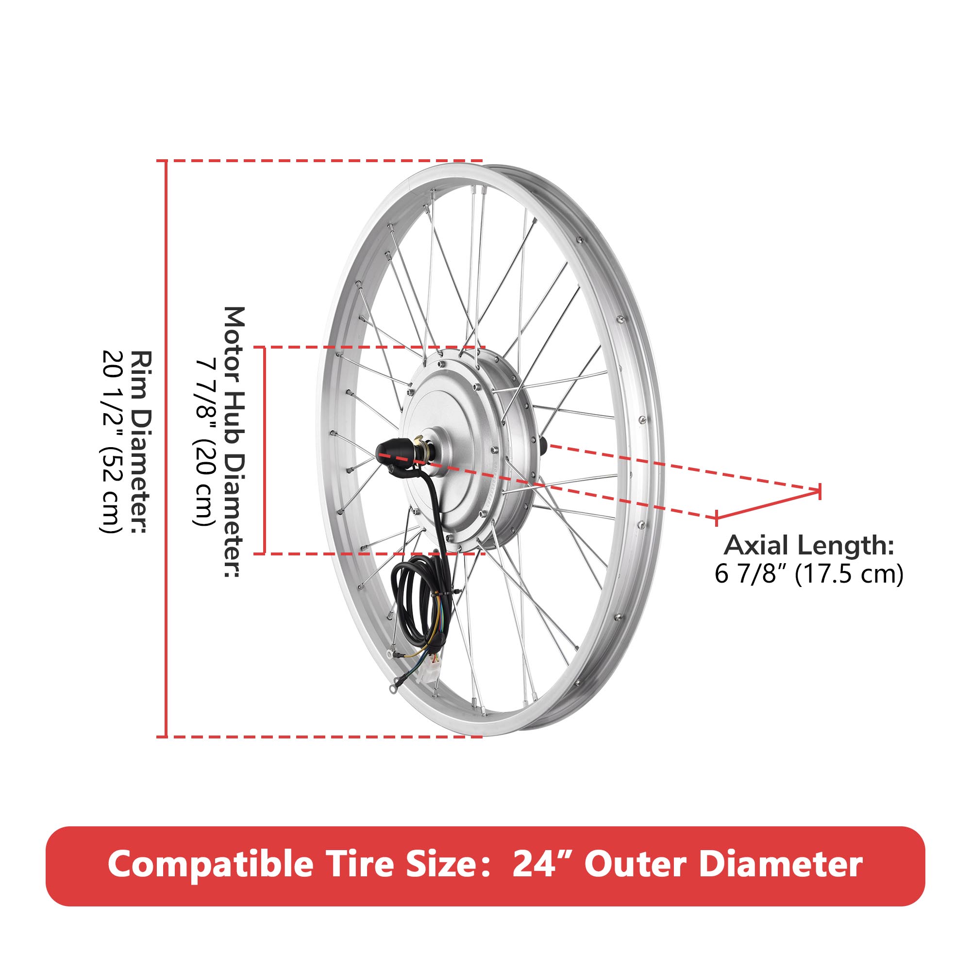 Yescom 20"x4"/26"x4" Fat Tire 48V Ebike Front/Rear Wheel Bicycle Conversion Kit - Picture 29 of 31
