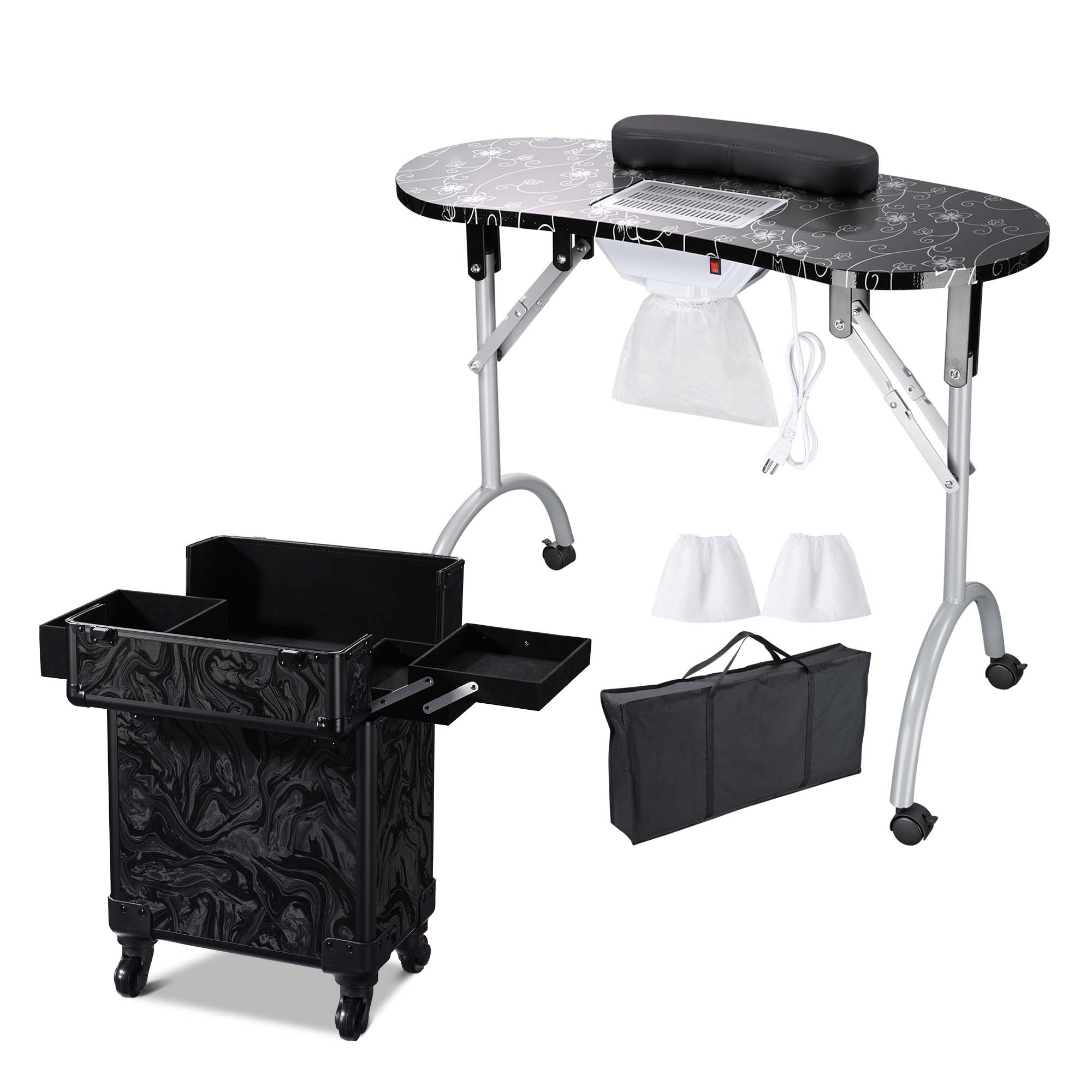 Byootique Mesa de Manicura Escritorio para Uñas y Maquillaje Rodante Tren Estuche Kit - Imagen 17 de 40