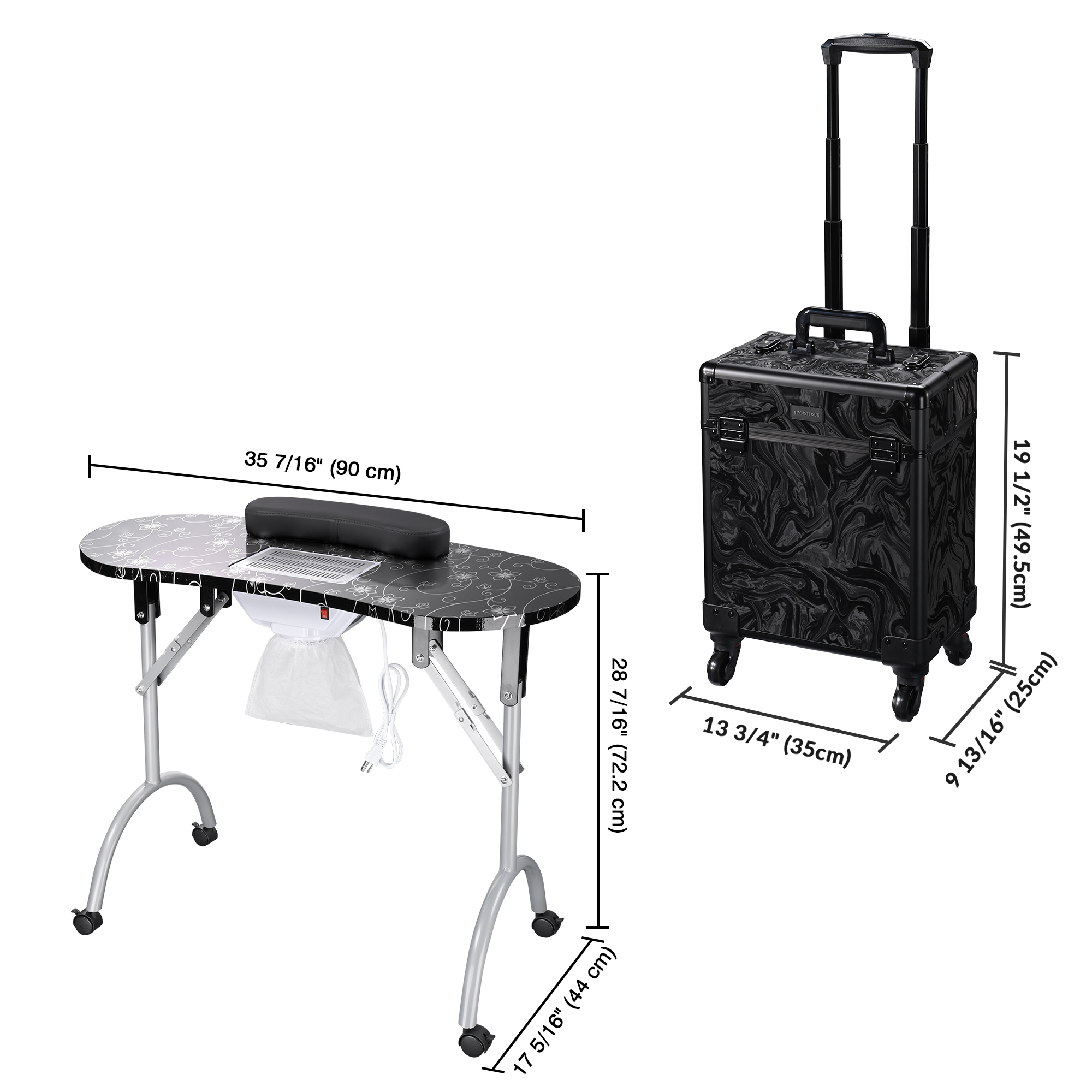 Byootique Mesa de Manicura Escritorio para Uñas y Maquillaje Rodante Tren Estuche Kit - Imagen 19 de 40