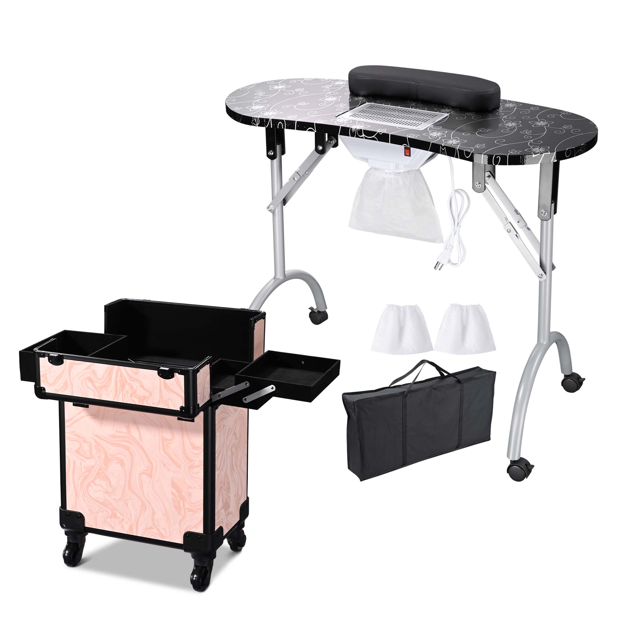 Byootique Mesa de Manicura Escritorio para Uñas y Maquillaje Rodante Tren Estuche Kit - Imagen 27 de 40