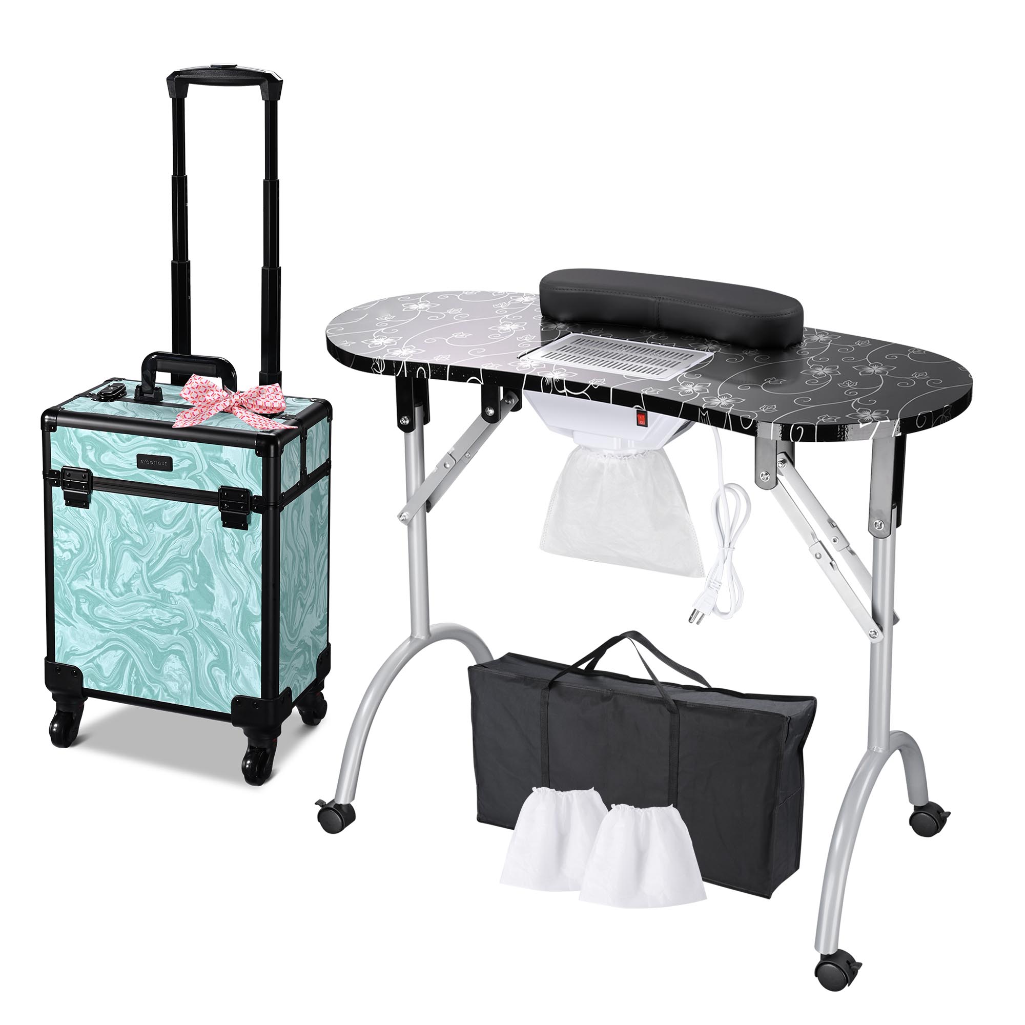 Byootique Mesa de Manicura Escritorio para Uñas y Maquillaje Rodante Tren Estuche Kit - Imagen 11 de 40