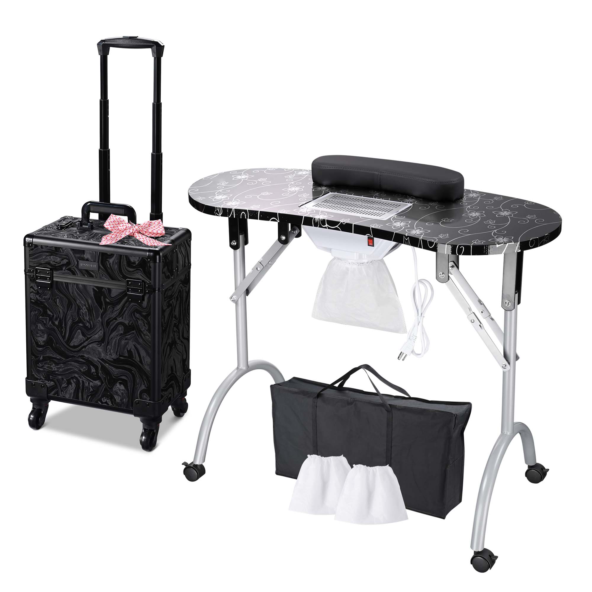 Byootique Mesa de Manicura Escritorio para Uñas y Maquillaje Rodante Tren Estuche Kit - Imagen 16 de 40