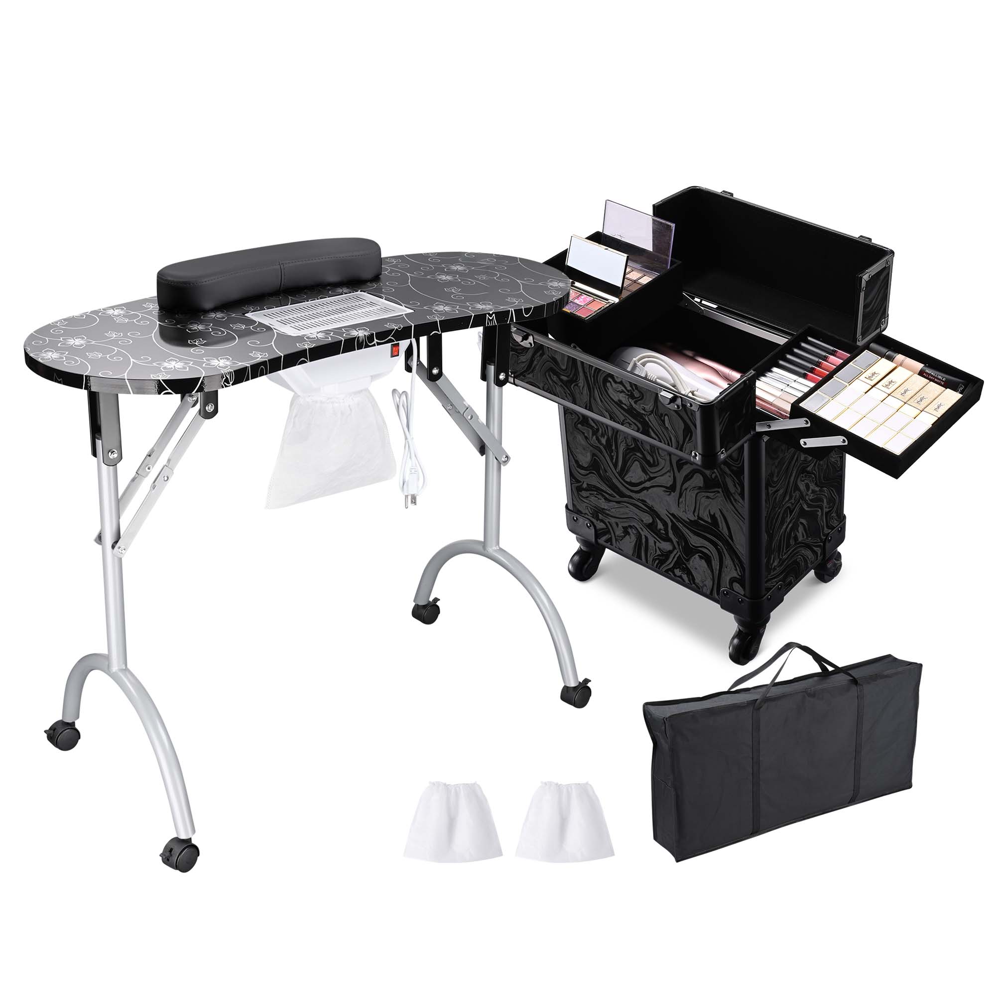 Byootique Mesa de Manicura Escritorio para Uñas y Maquillaje Rodante Tren Estuche Kit - Imagen 18 de 40