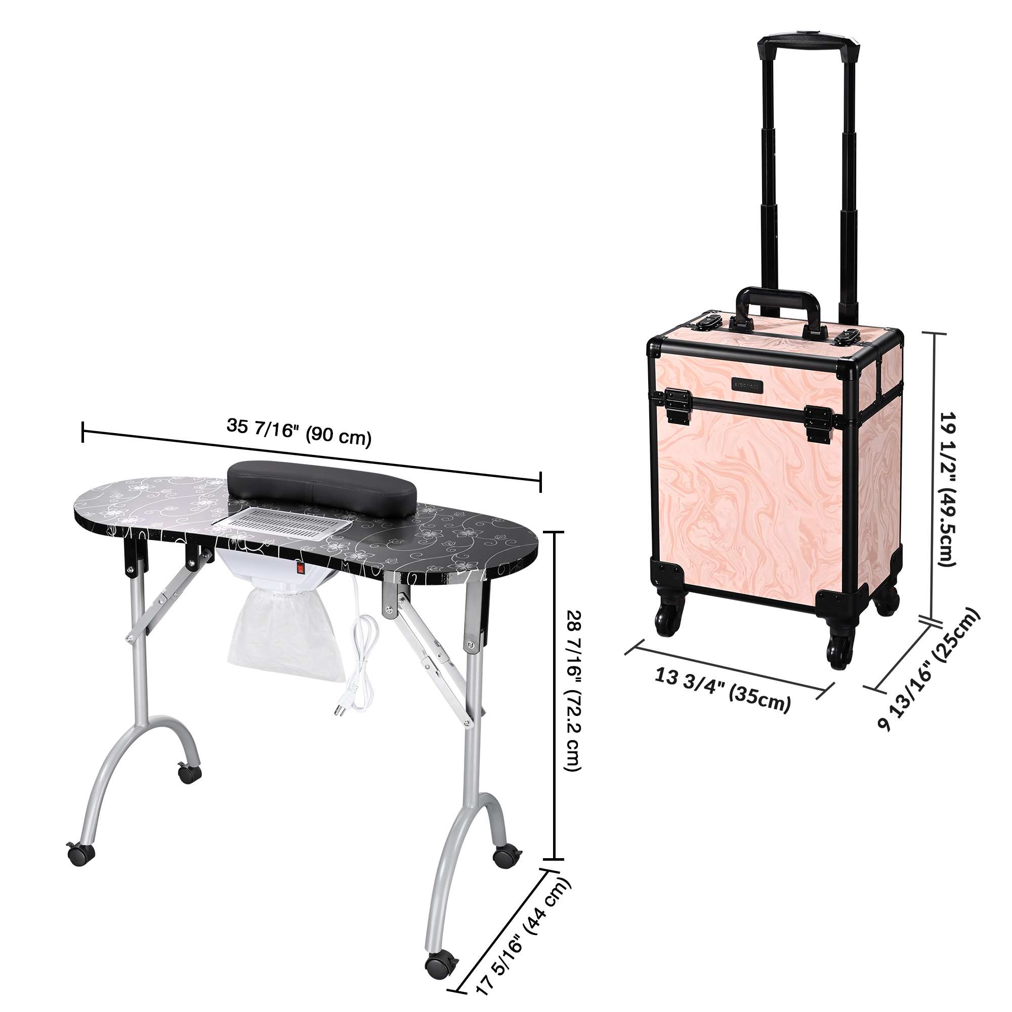 Byootique Mesa de Manicura Escritorio para Uñas y Maquillaje Rodante Tren Estuche Kit - Imagen 29 de 40