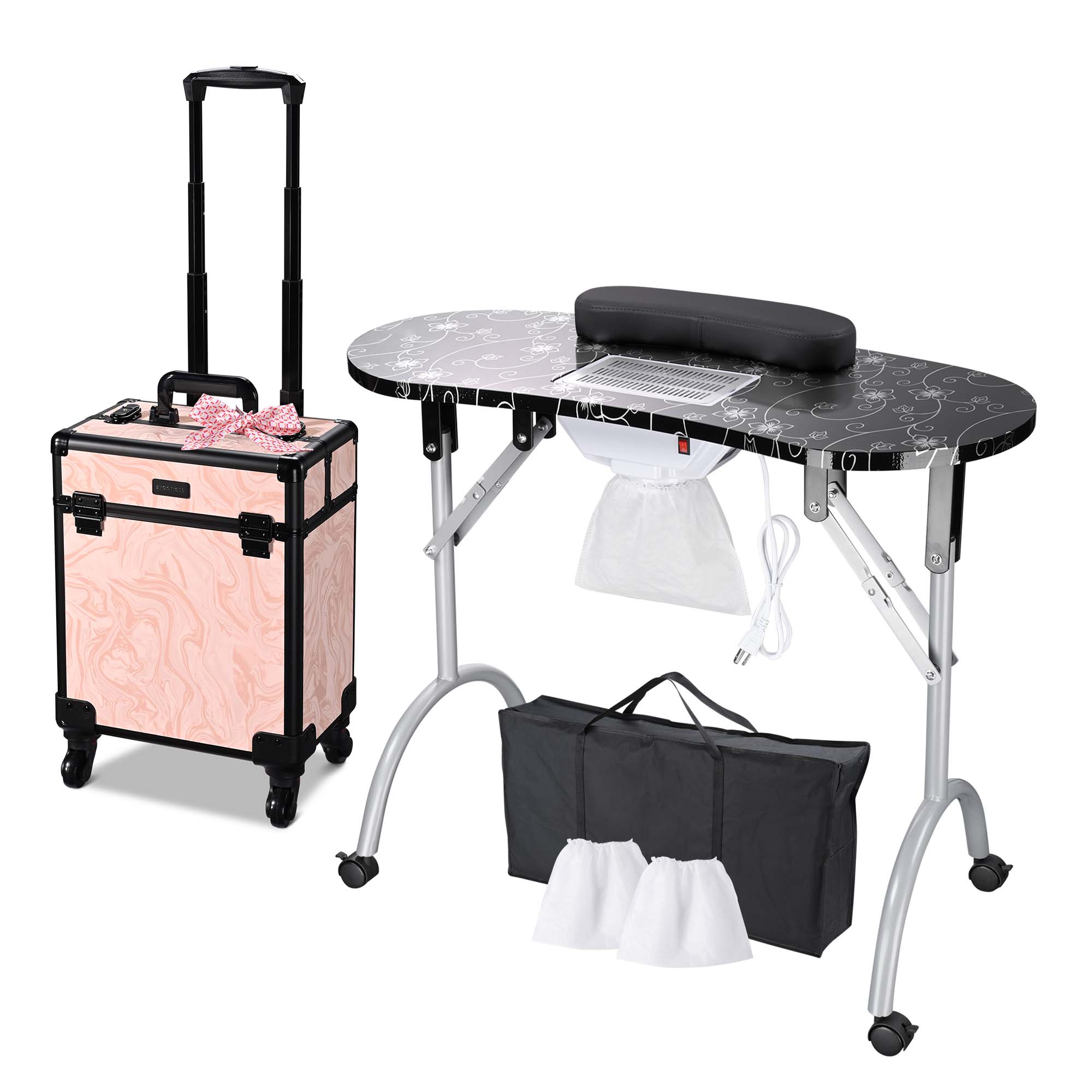 Byootique Mesa de Manicura Escritorio para Uñas y Maquillaje Rodante Tren Estuche Kit - Imagen 26 de 40