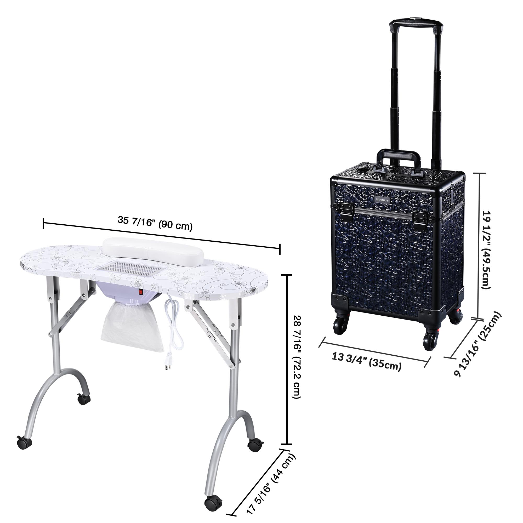Byootique Mesa de Manicura Escritorio para Uñas y Maquillaje Rodante Tren Estuche Kit - Imagen 38 de 40
