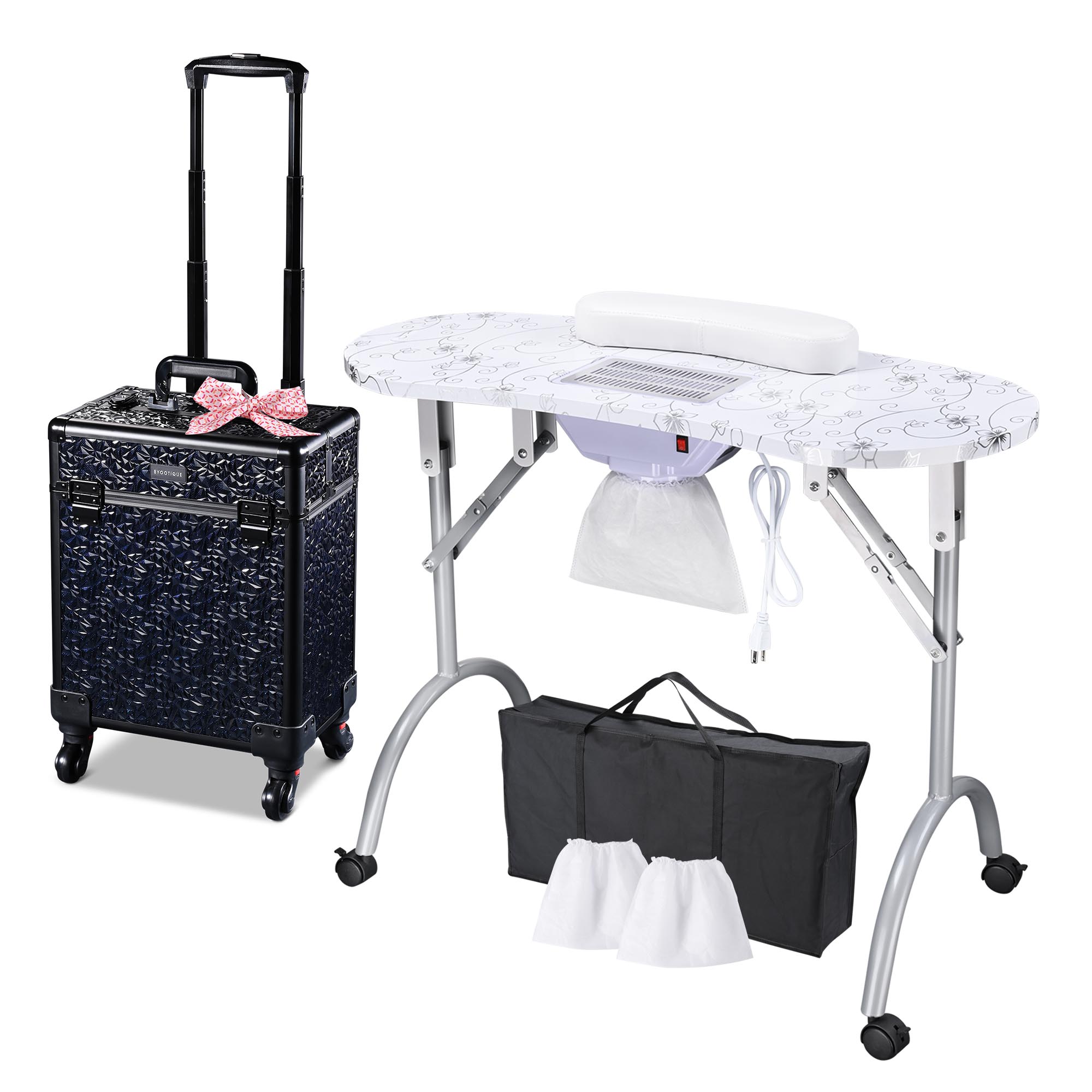 Byootique Mesa de Manicura Escritorio para Uñas y Maquillaje Rodante Tren Estuche Kit - Imagen 36 de 40