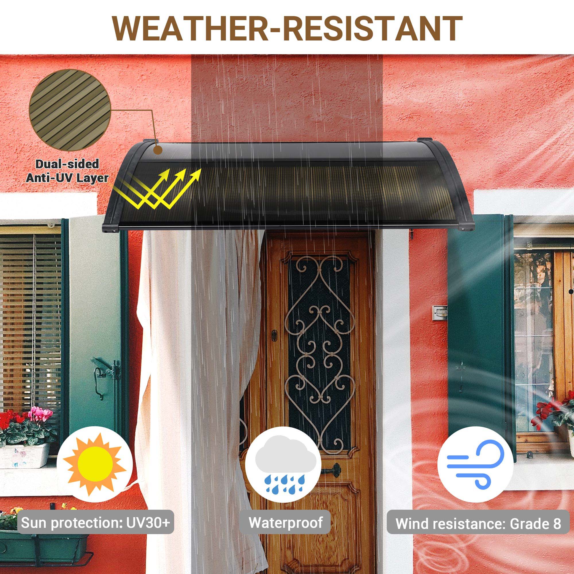 Window Awning Door Canopy Rain Cover UV Protect Polycarbonate - Picture 9 of 20