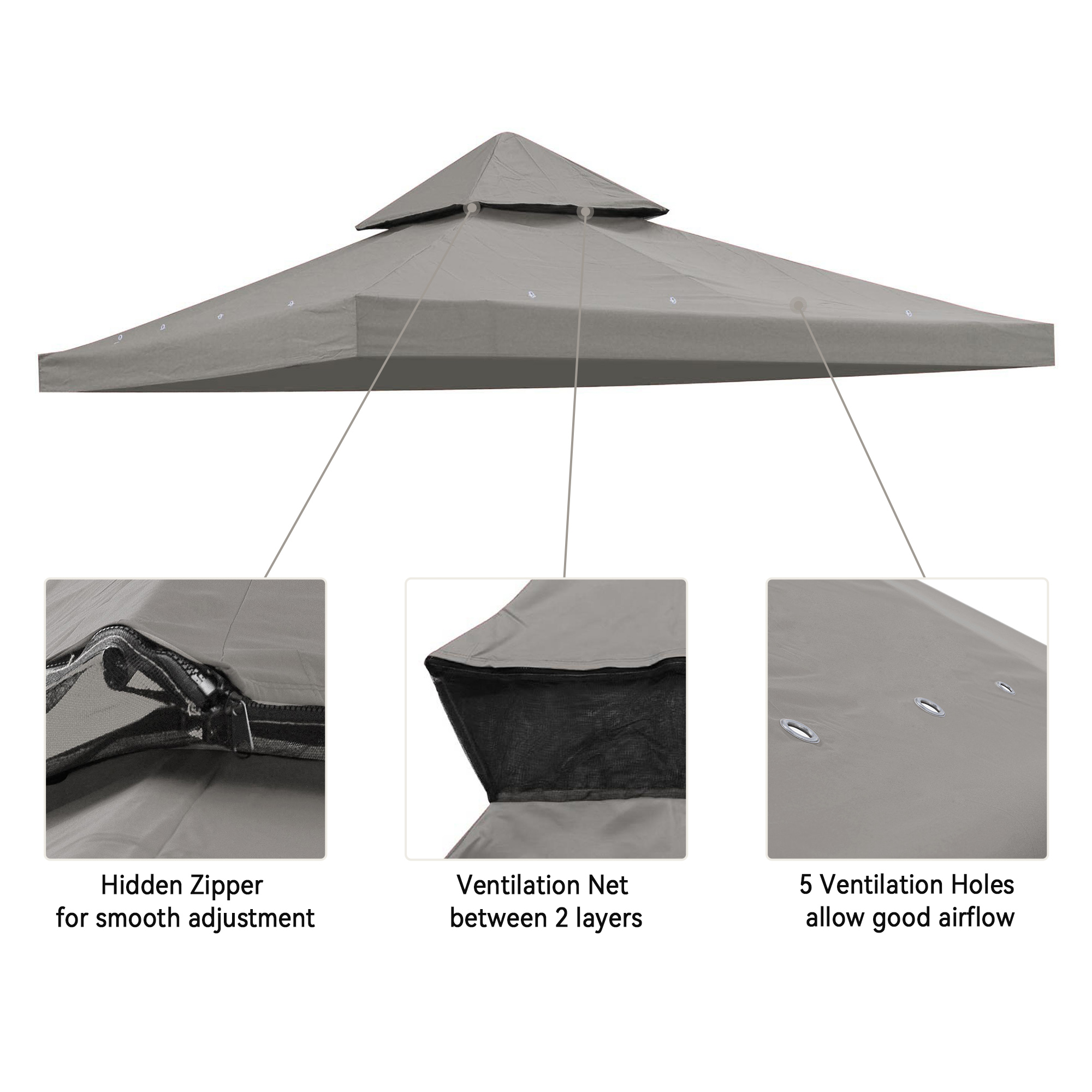 8'x8' 2 Tier Gazebo Top Canopy Replacement 200g Outdoor Backyard Patio Cover Opt - Picture 19 of 36