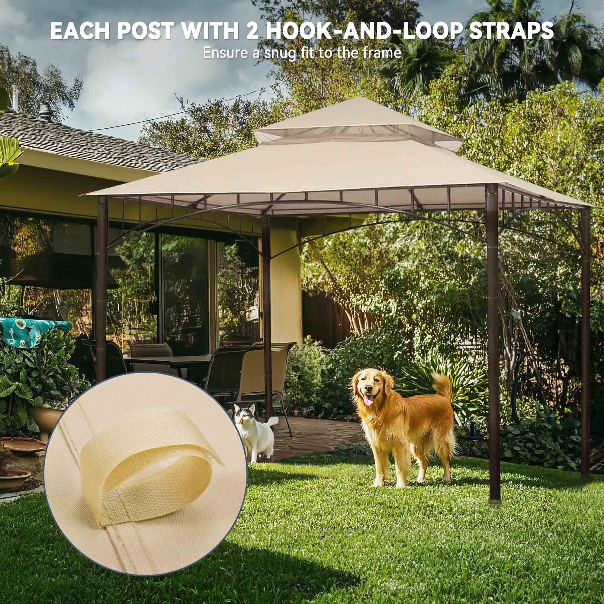 10.6x10.6' Gazebo Top Replacement for 2 Tier Summer Veranda Frame Canopy Garden - Picture 4 of 16