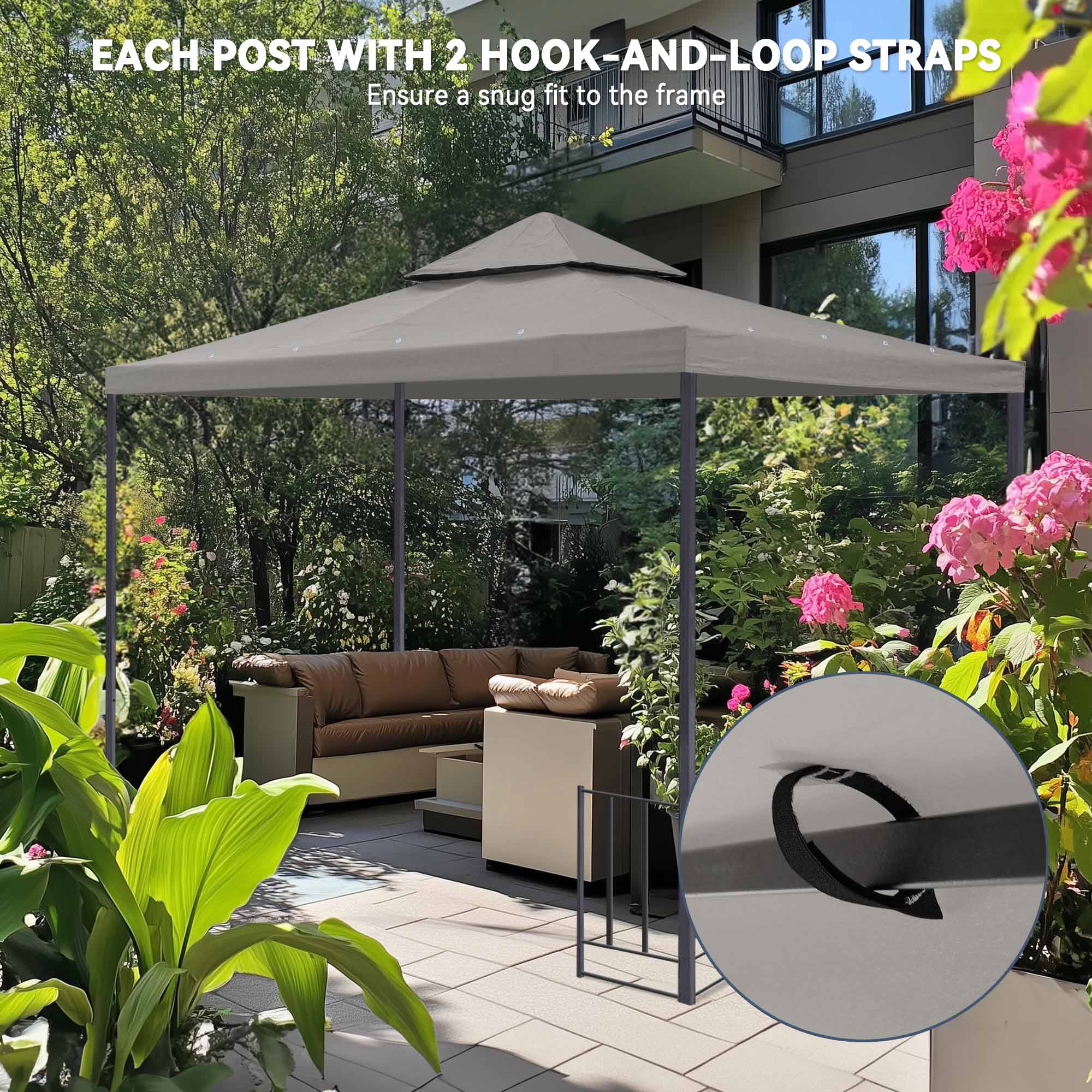 8'x8' 2 Tier Gazebo Top Canopy Replacement 200g Outdoor Backyard Patio Cover Opt - Picture 21 of 36