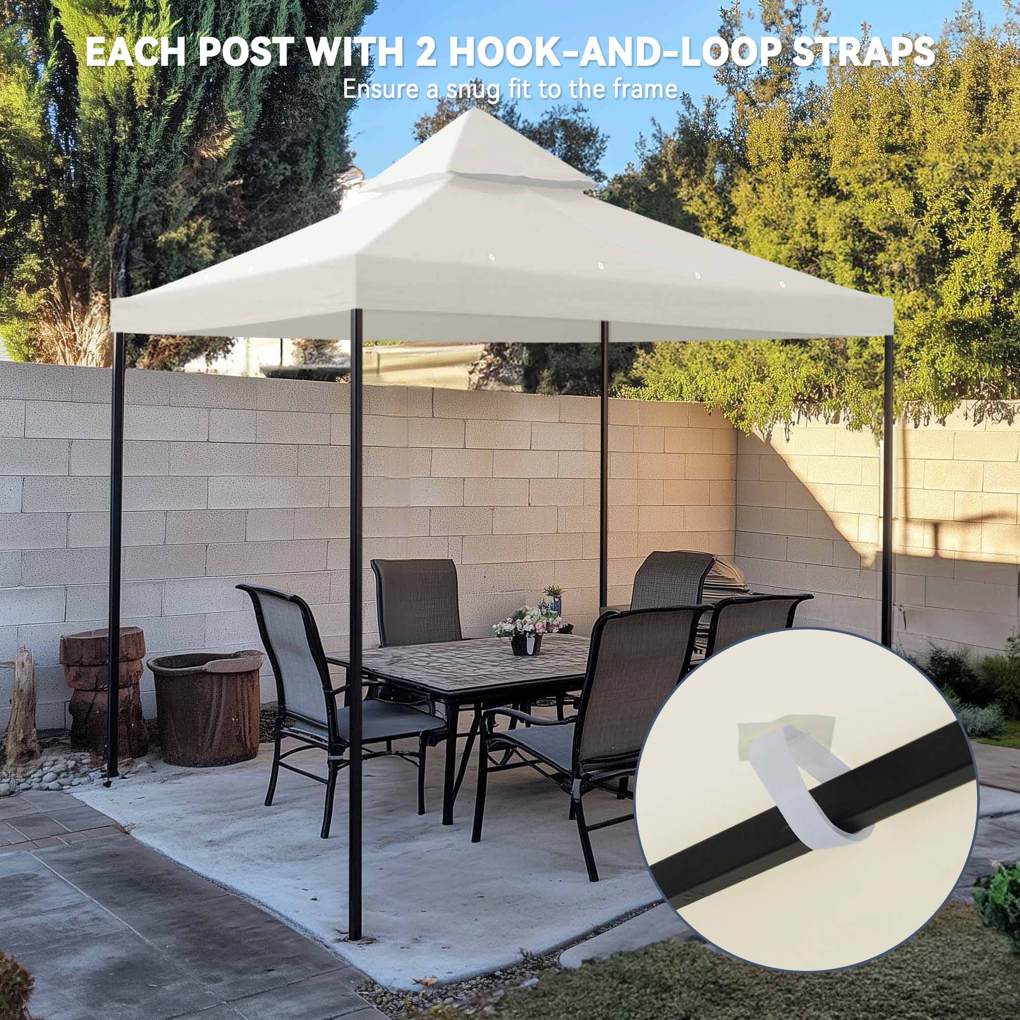 8'x8' 2 Tier Gazebo Top Canopy Replacement 200g Outdoor Backyard Patio Cover Opt - Picture 26 of 36