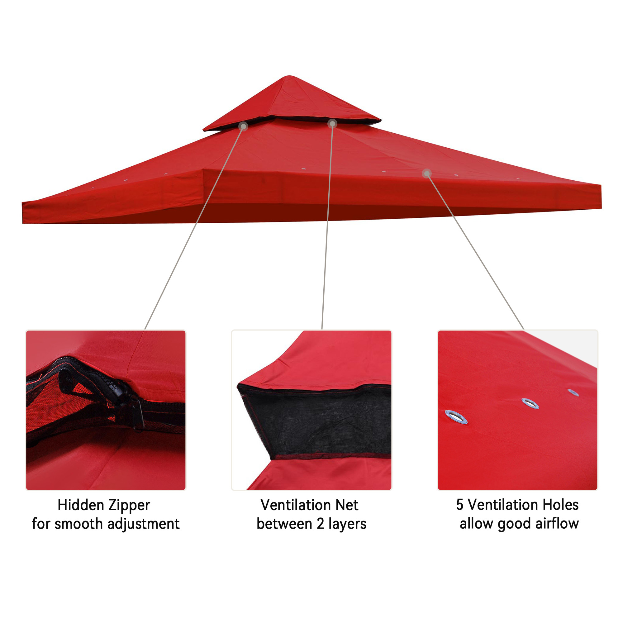 8'x8' 2 Tier Gazebo Top Canopy Replacement 200g Outdoor Backyard Patio Cover Opt - Picture 34 of 36