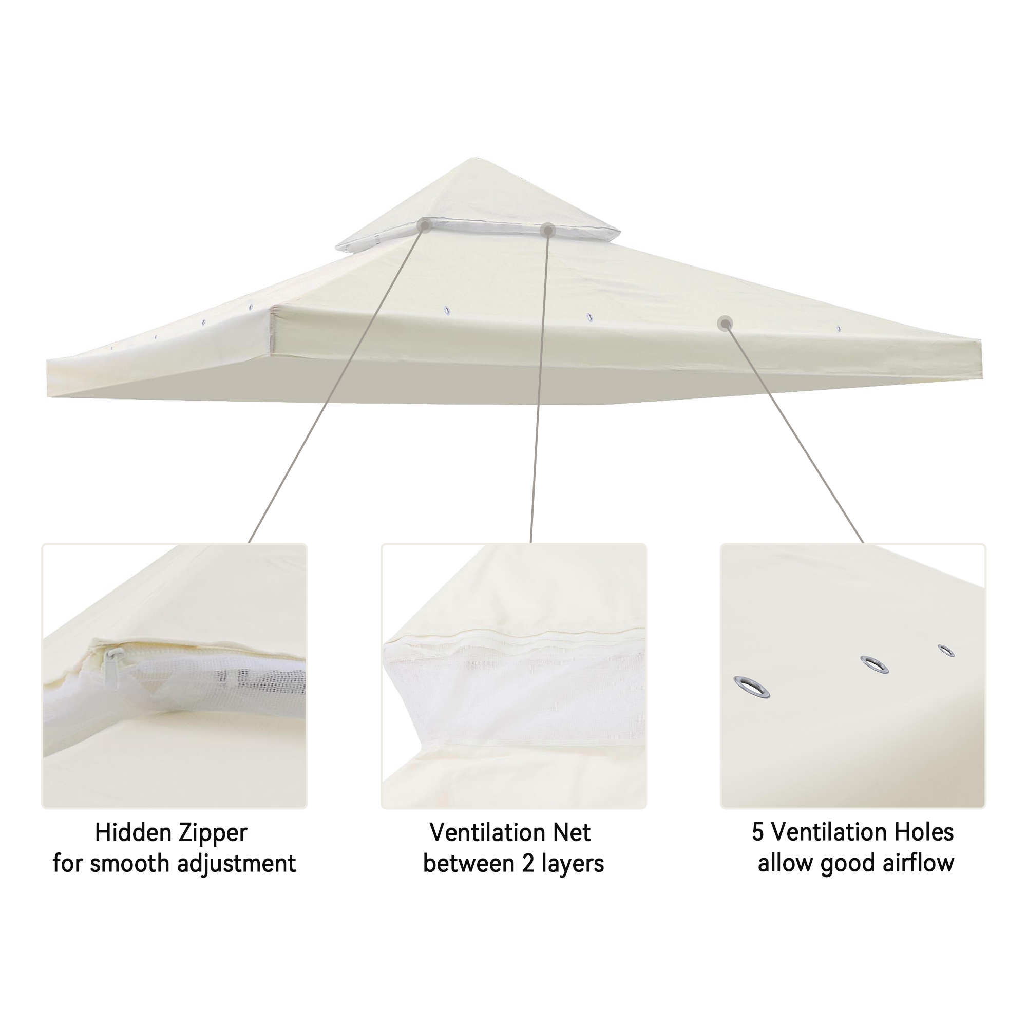 8'x8' 2 Tier Gazebo Top Canopy Replacement 200g Outdoor Backyard Patio Cover Opt - Picture 24 of 36