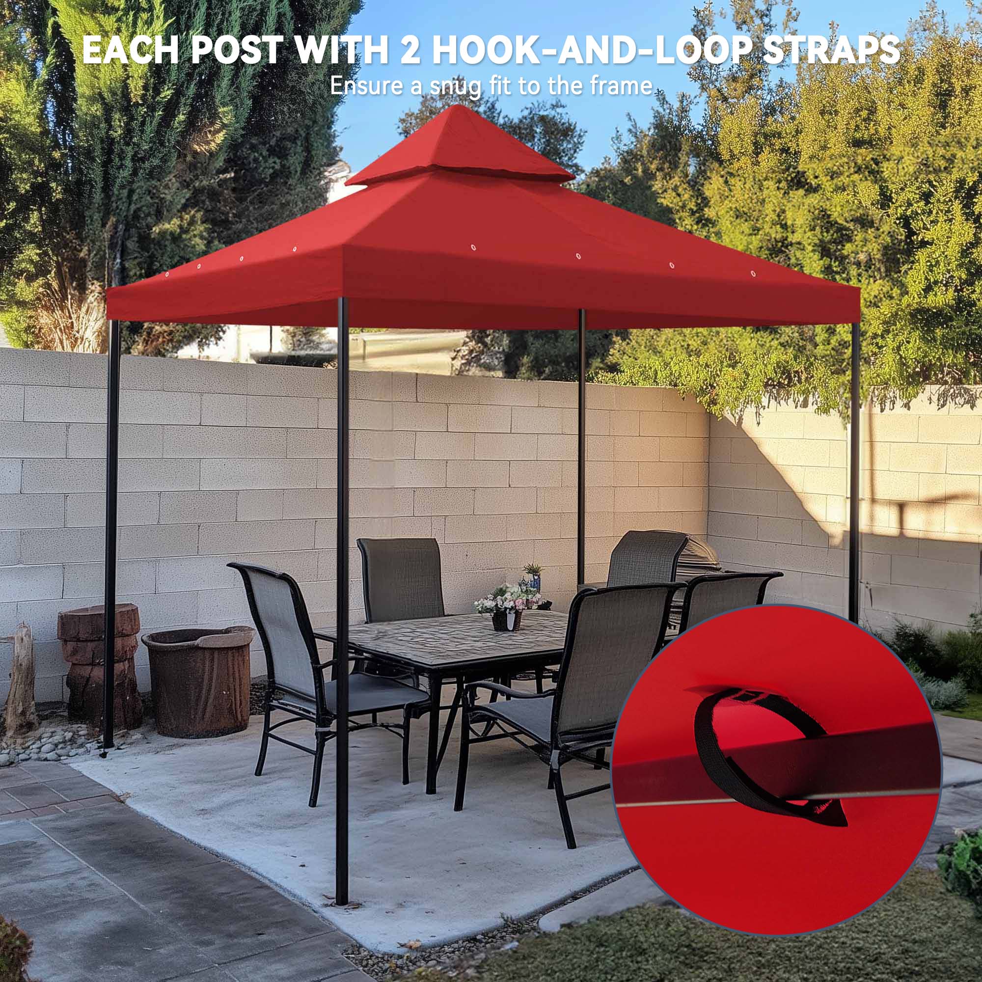 8'x8' 2 Tier Gazebo Top Canopy Replacement 200g Outdoor Backyard Patio Cover Opt - Picture 36 of 36