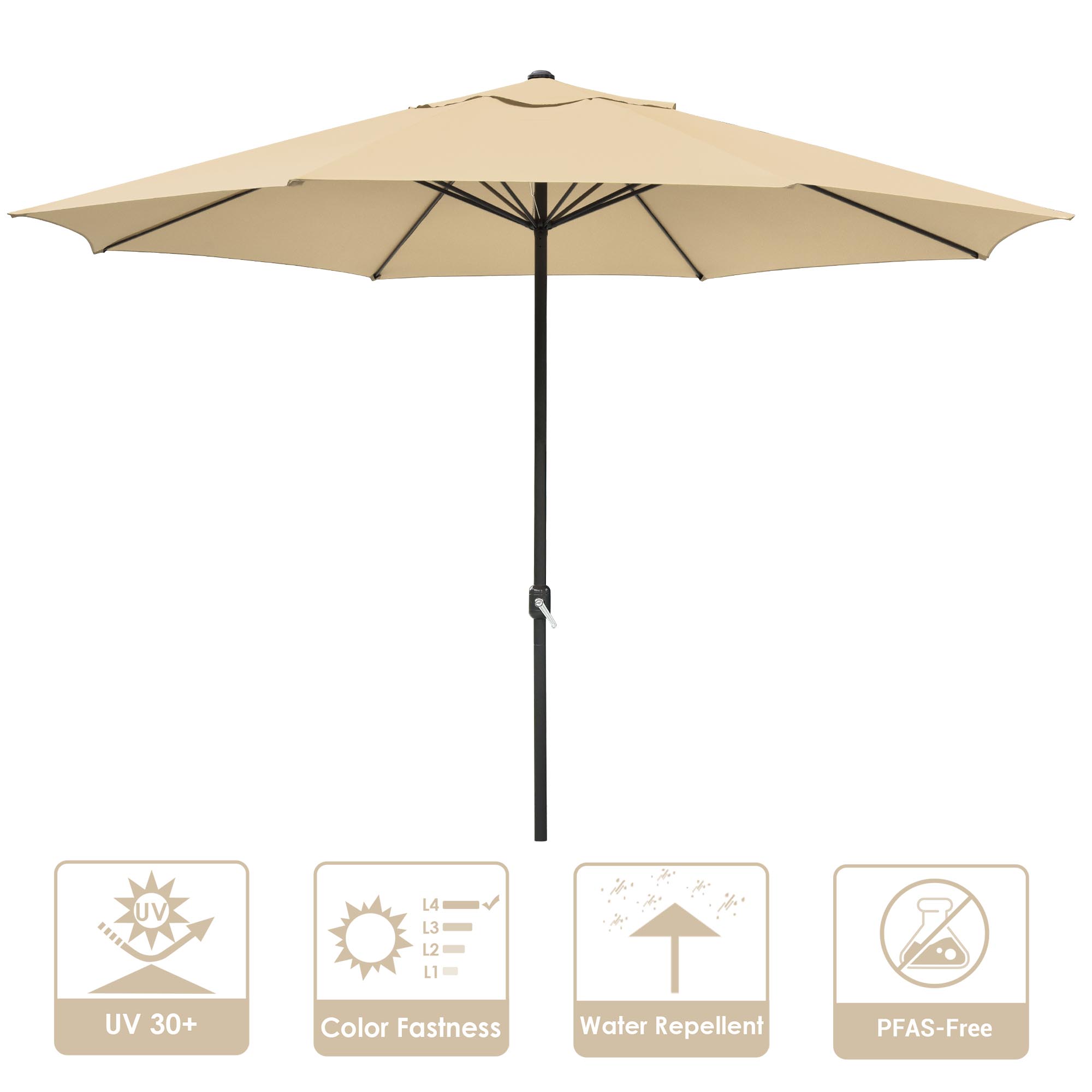 13' FT Sun Shade Patio Aluminum Umbrella UV30+ Outdoor Market Garden Beach Deck - Picture 33 of 35
