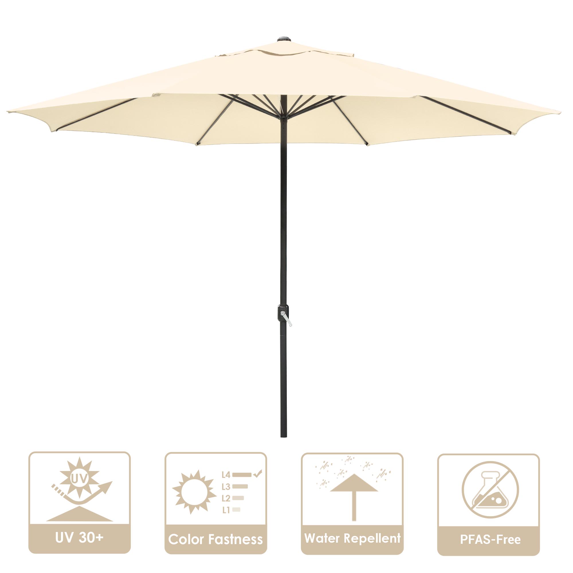 13' FT Sun Shade Patio Aluminum Umbrella UV30+ Outdoor Market Garden Beach Deck - Picture 13 of 35