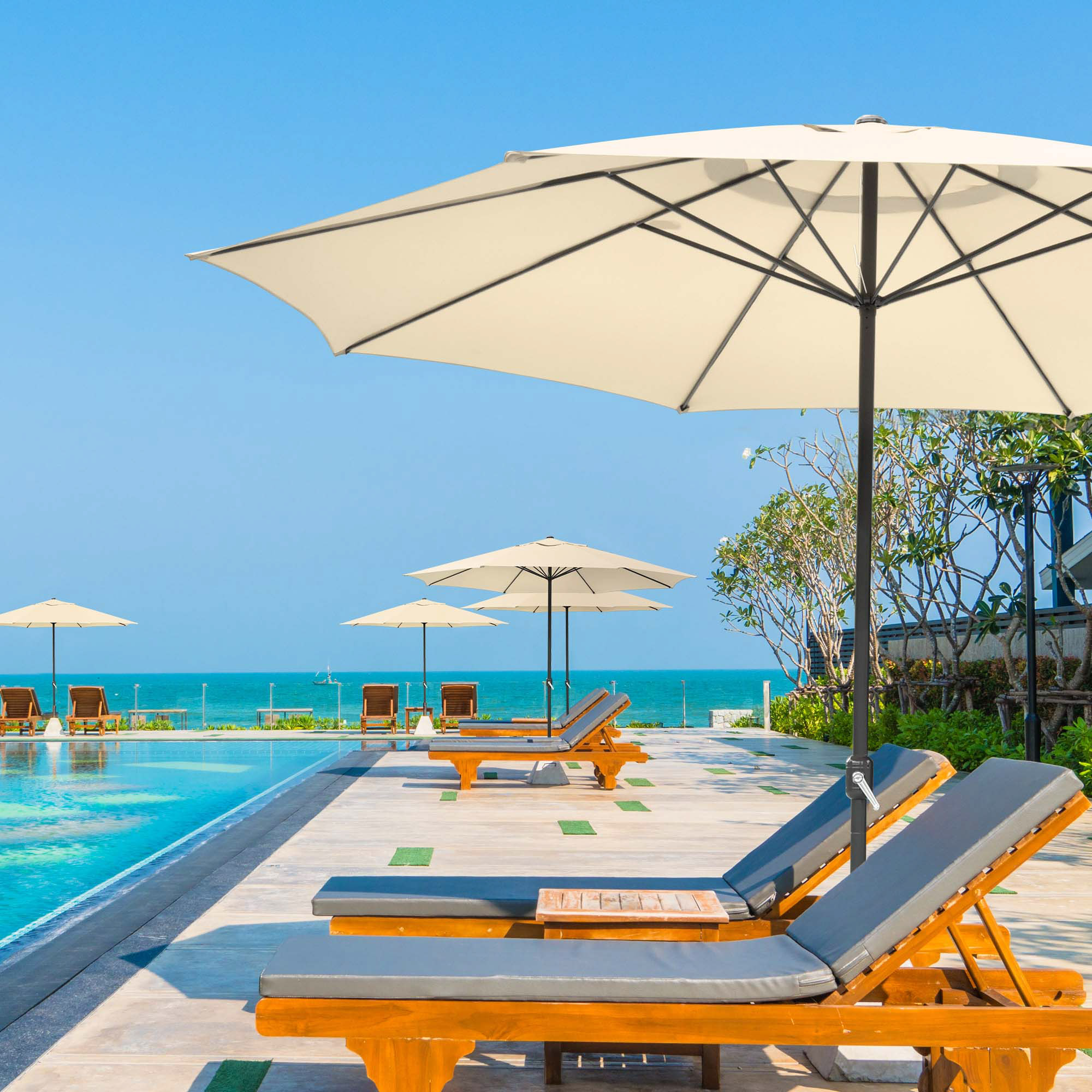 13' FT Sun Shade Patio Aluminum Umbrella UV30+ Outdoor Market Garden Beach Deck - Picture 12 of 35