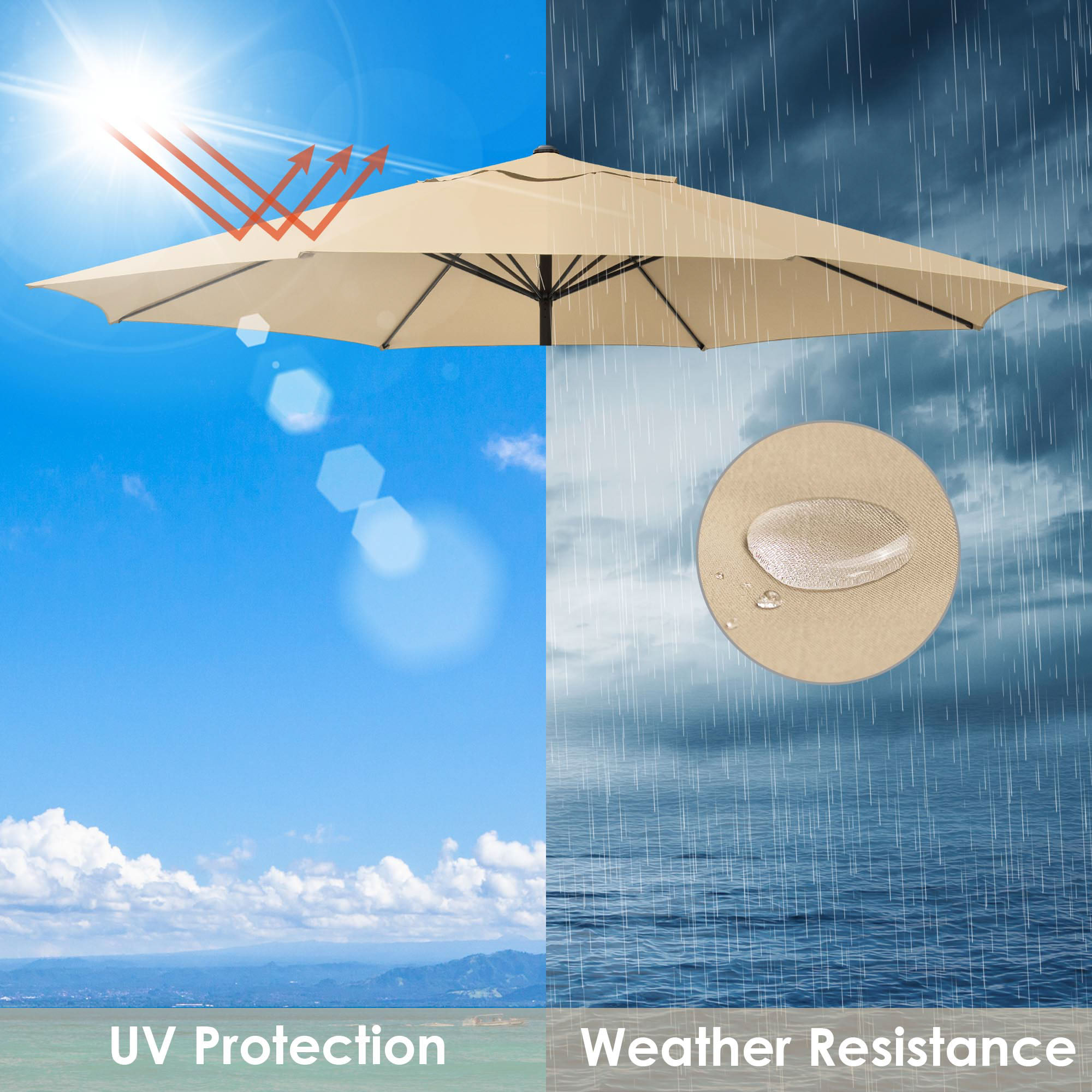 13 Ft Patio Umbrella Replacement Canopy Market Outdoor Beach Poolside Top Cover - Picture 10 of 36