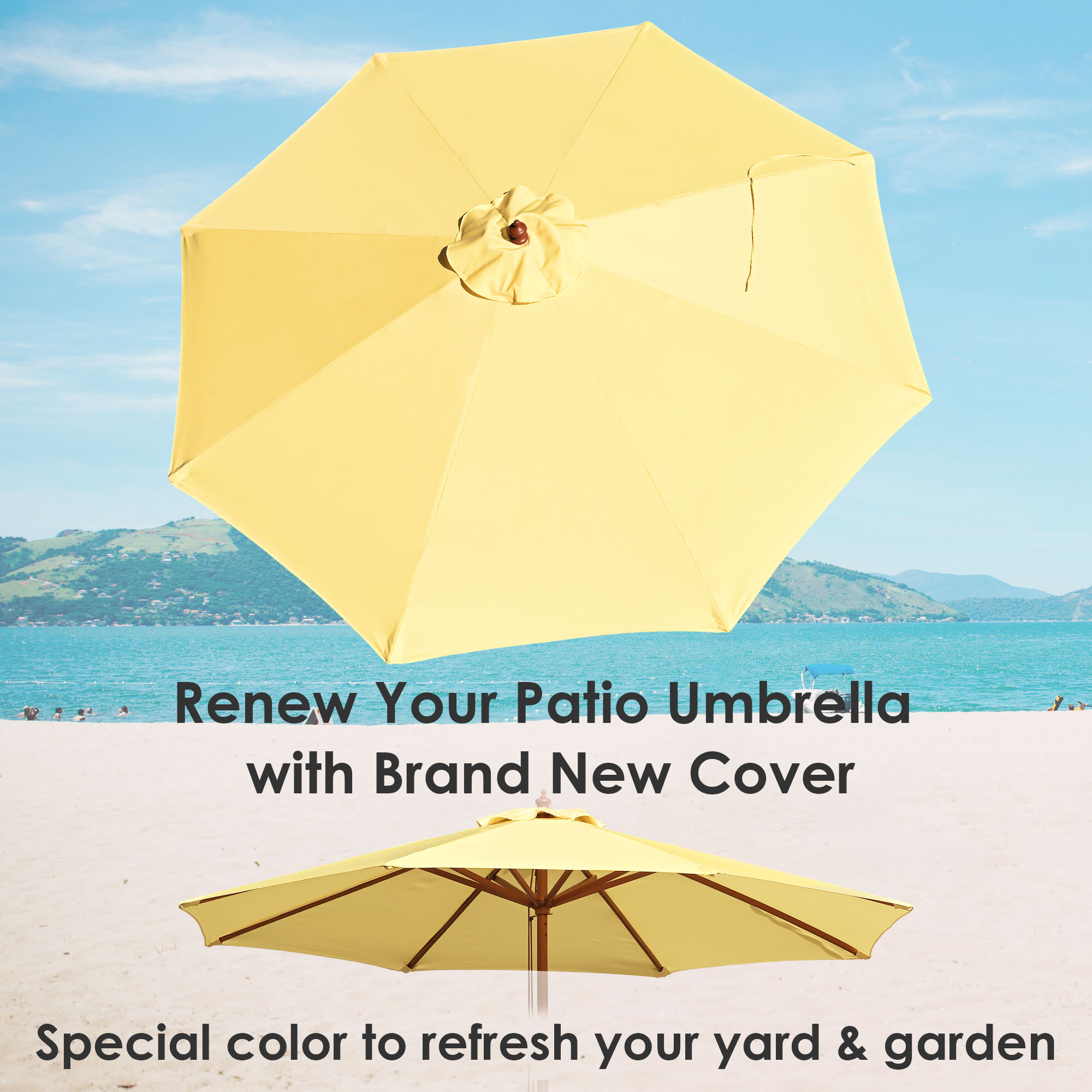 8'/9'/10'/13'/14" Umbrella Replacement Canopy Outdoor Patio Top Cover Only Opt - Picture 46 of 57